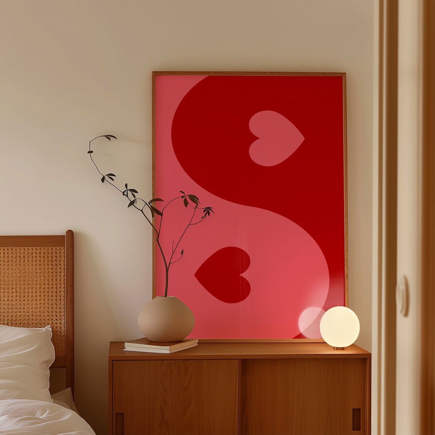 Yin Yang Heart Hot Pink Poster