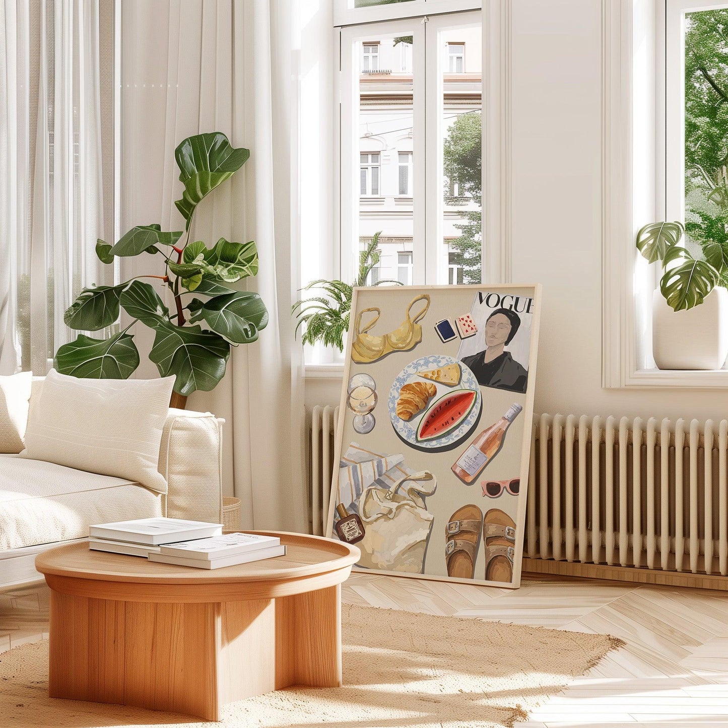 Beach Picnic Watercolor Poster