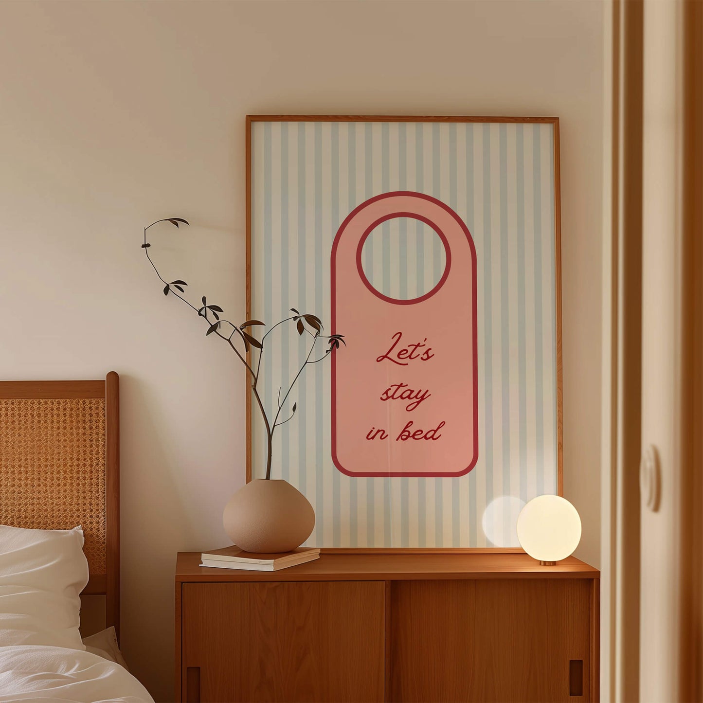 Let's Stay In Bed Door Sign Bedroom Poster