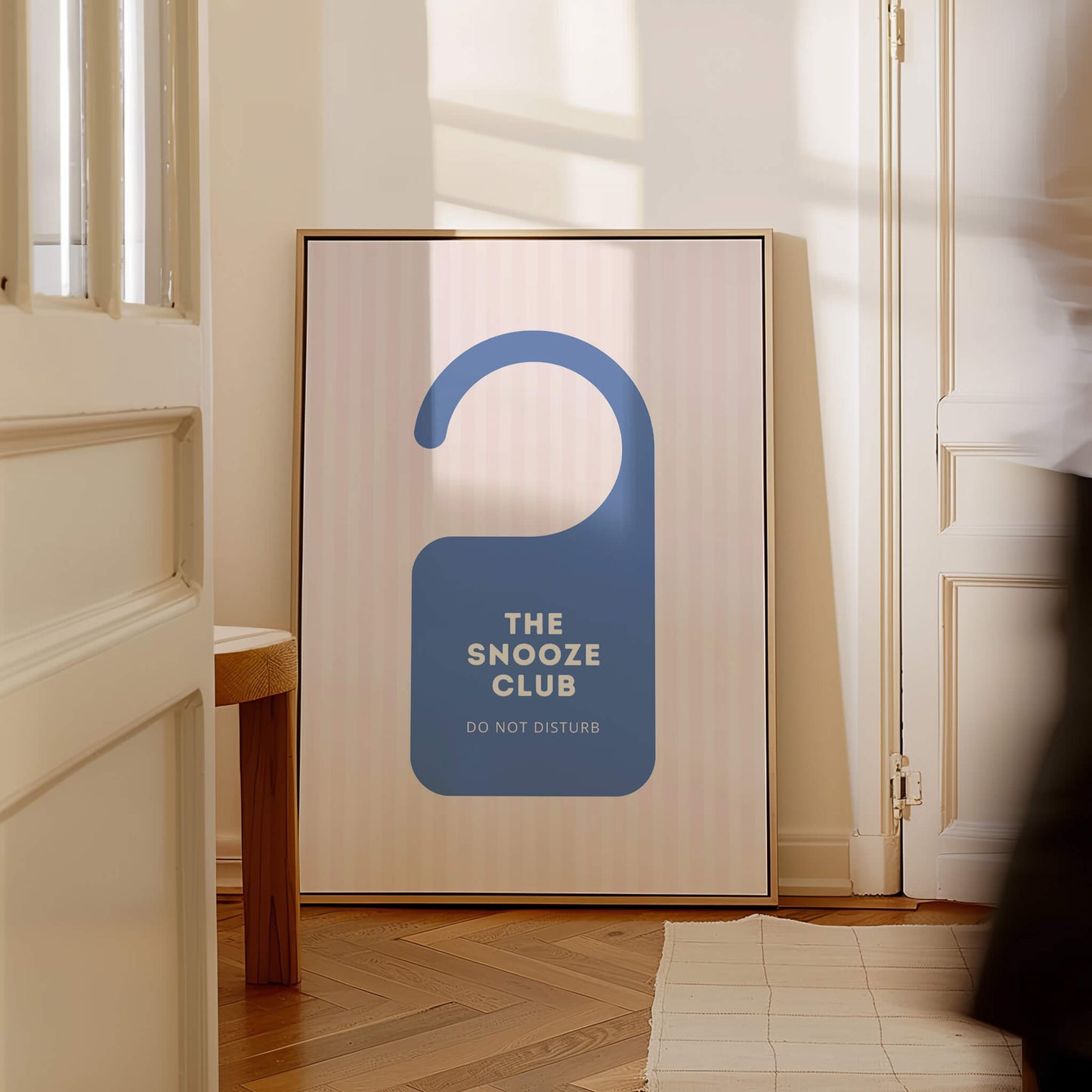 The Snooze Club Blue Door Sign Poster