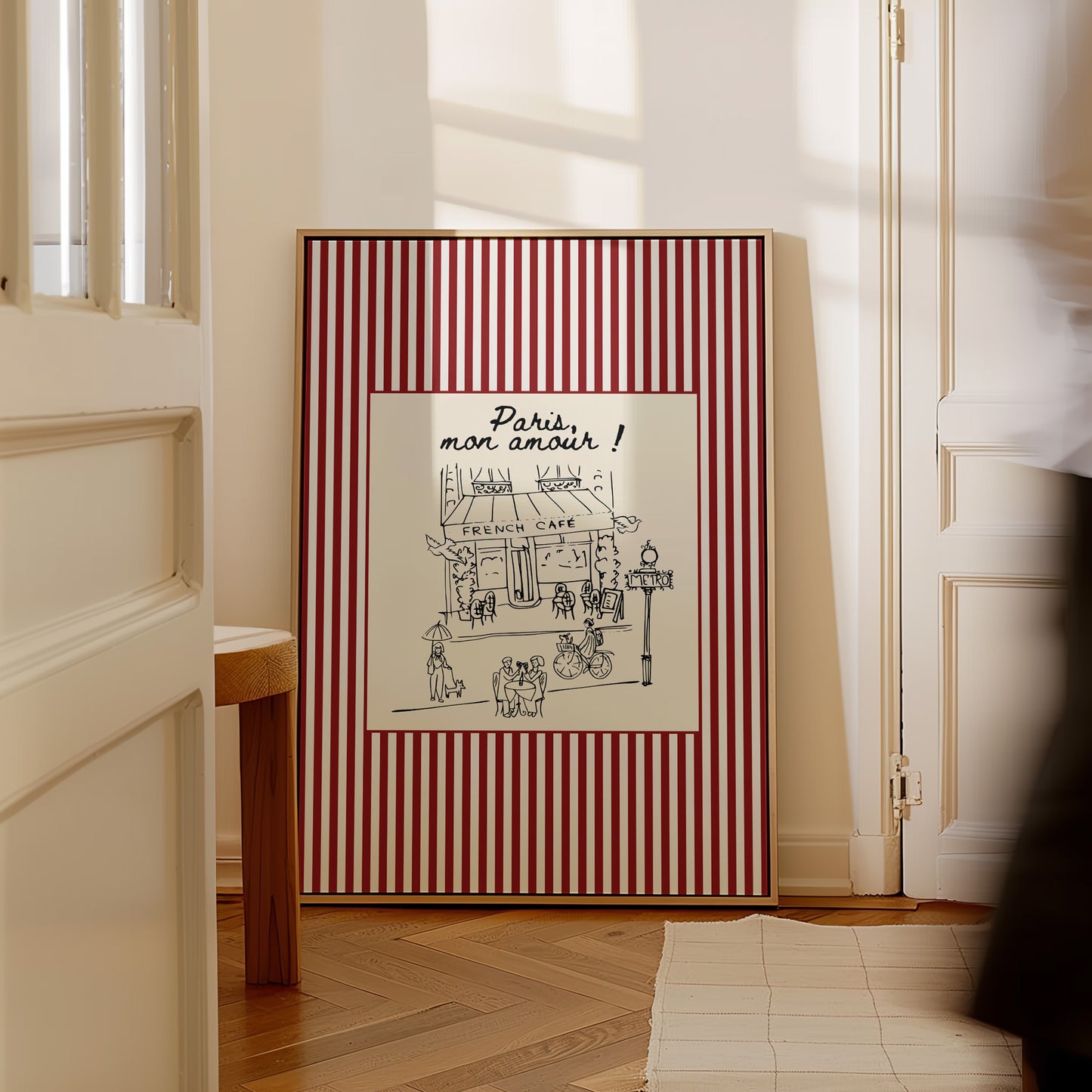 Paris Café Striped Poster