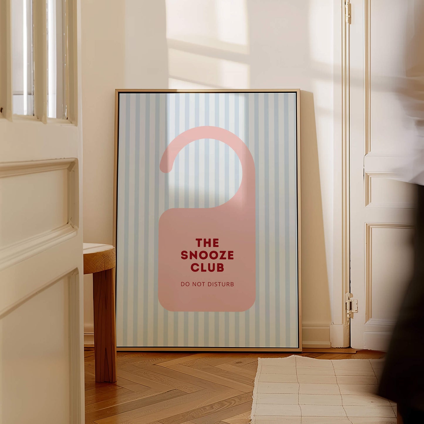 The Snooze Club Pink Door Sign Poster