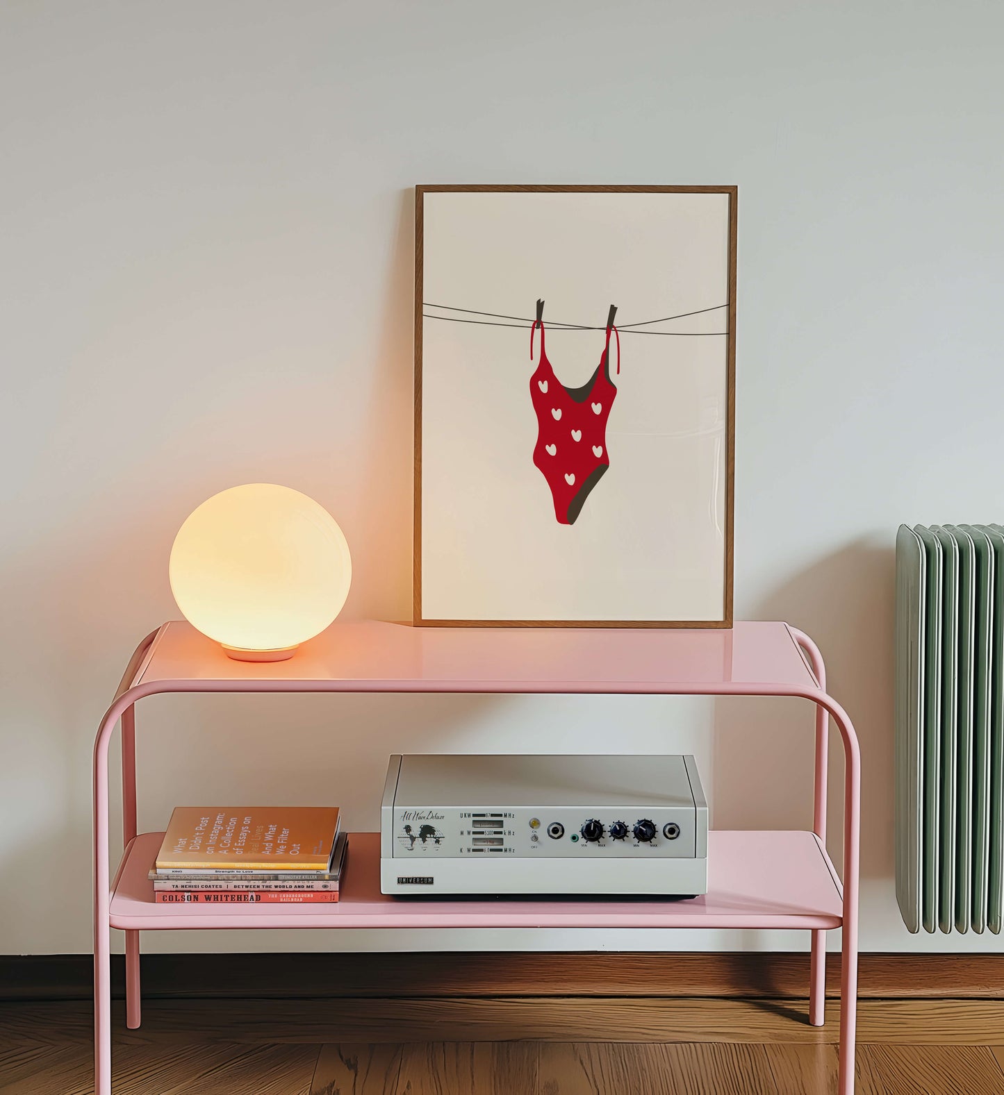 Red Heart Swimsuit Laundry Line Poster