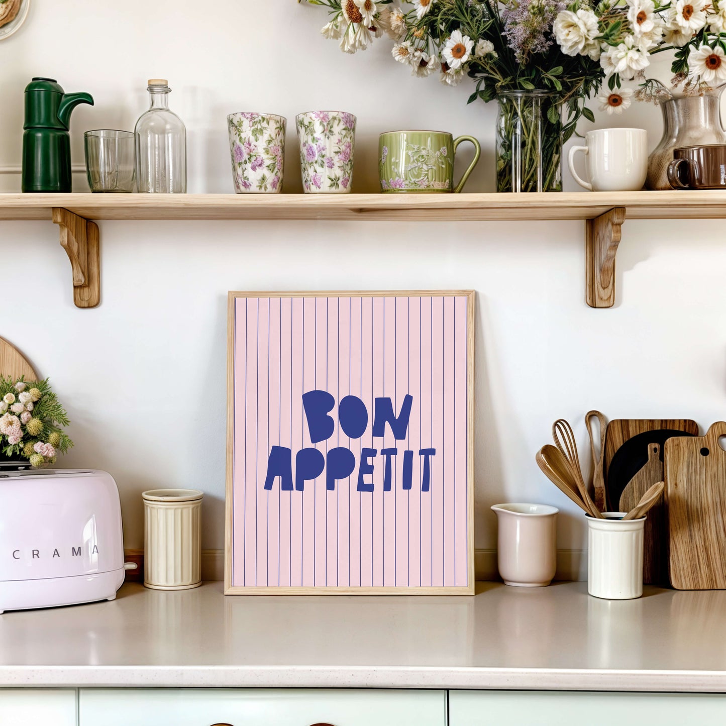 Bon Appetit Striped Poster