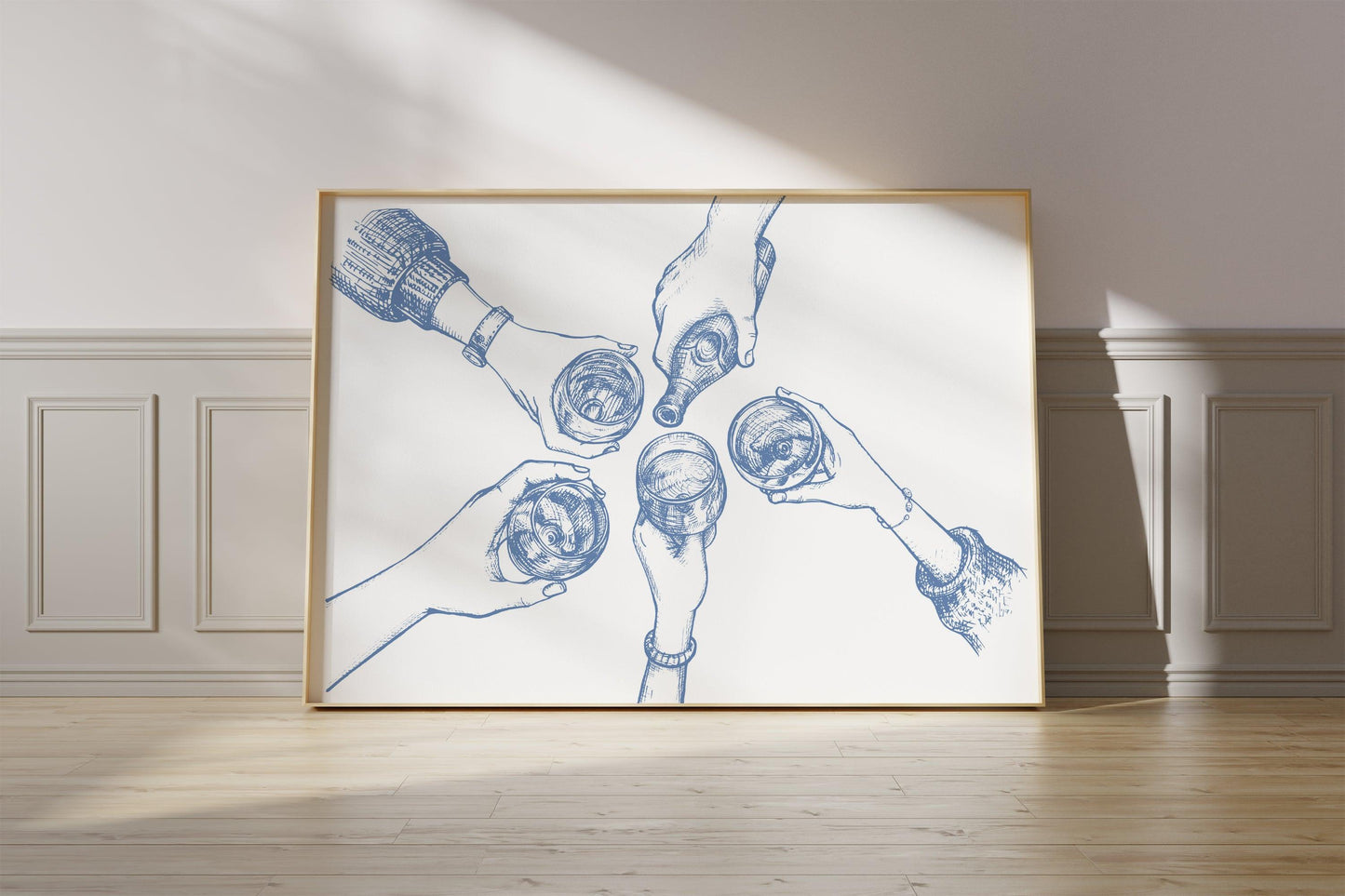 Drinks Up Cocktail Poster Blue Poster