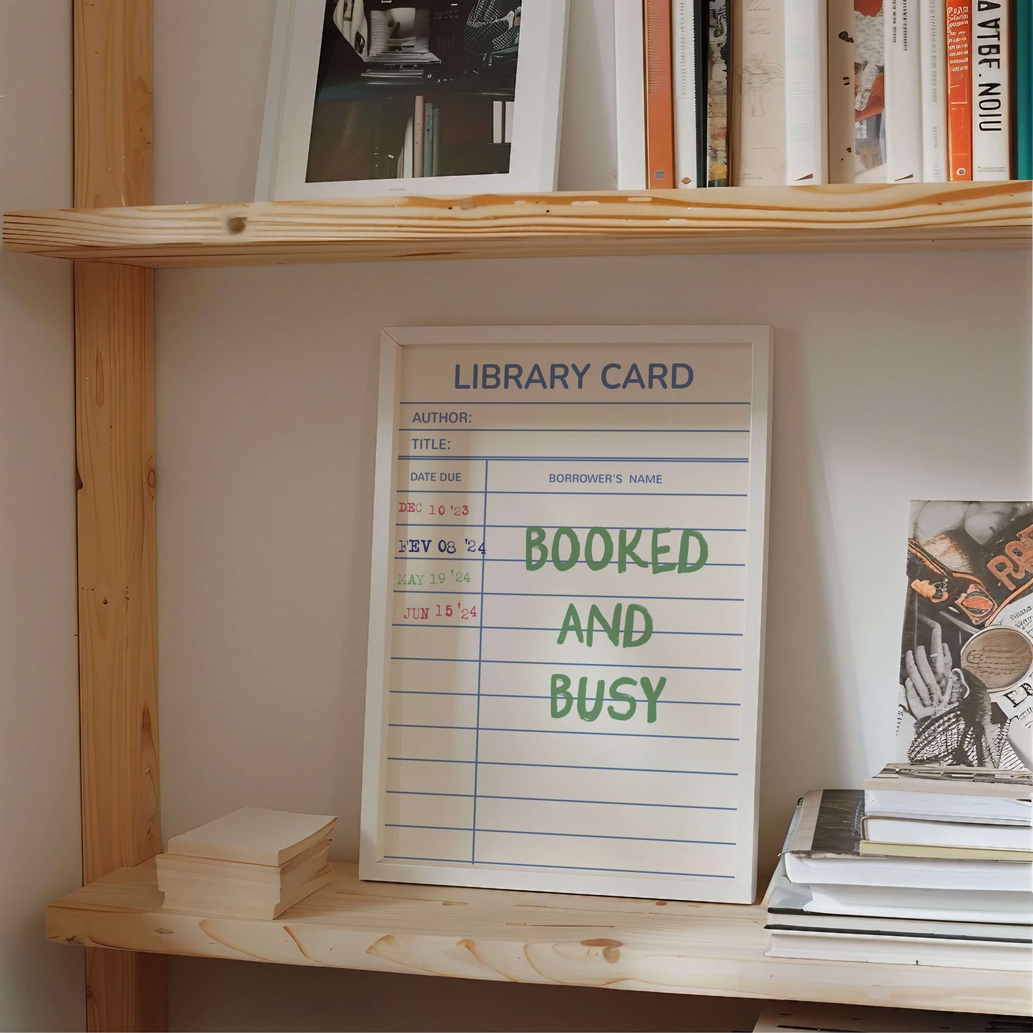 Booked and Busy Library Card Poster