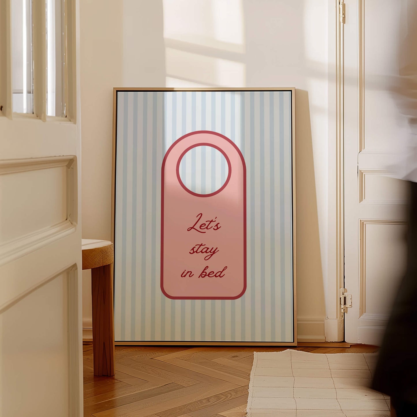 Let's Stay In Bed Door Sign Bedroom Poster
