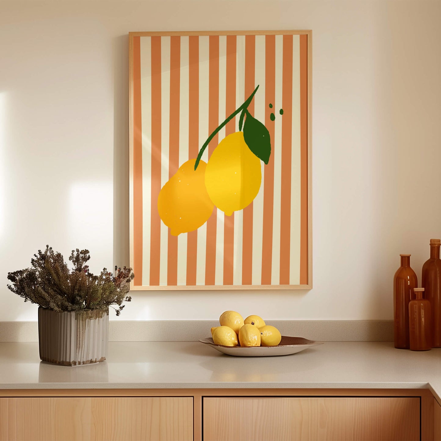 Lemons Striped Poster