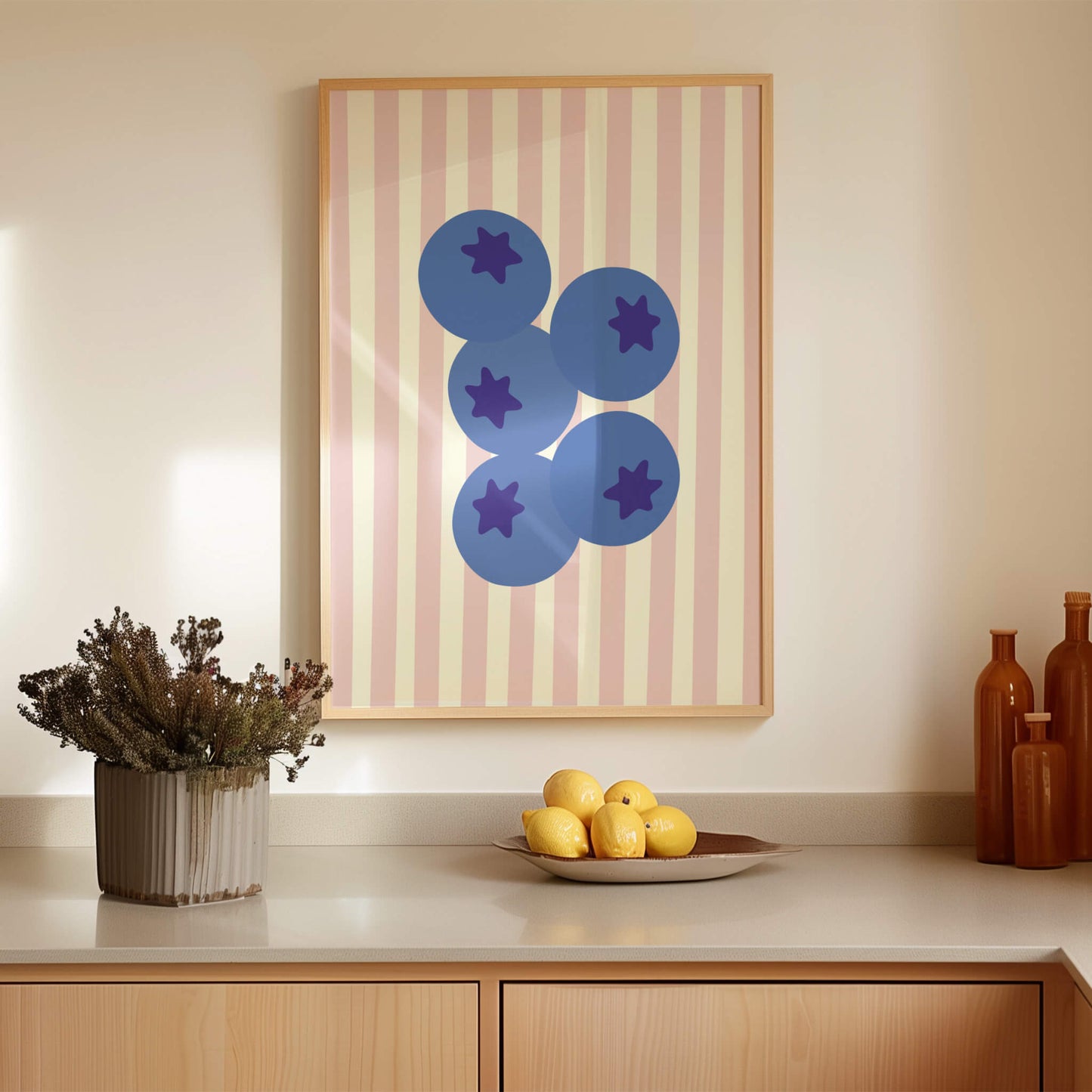 Striped Blueberries Poster