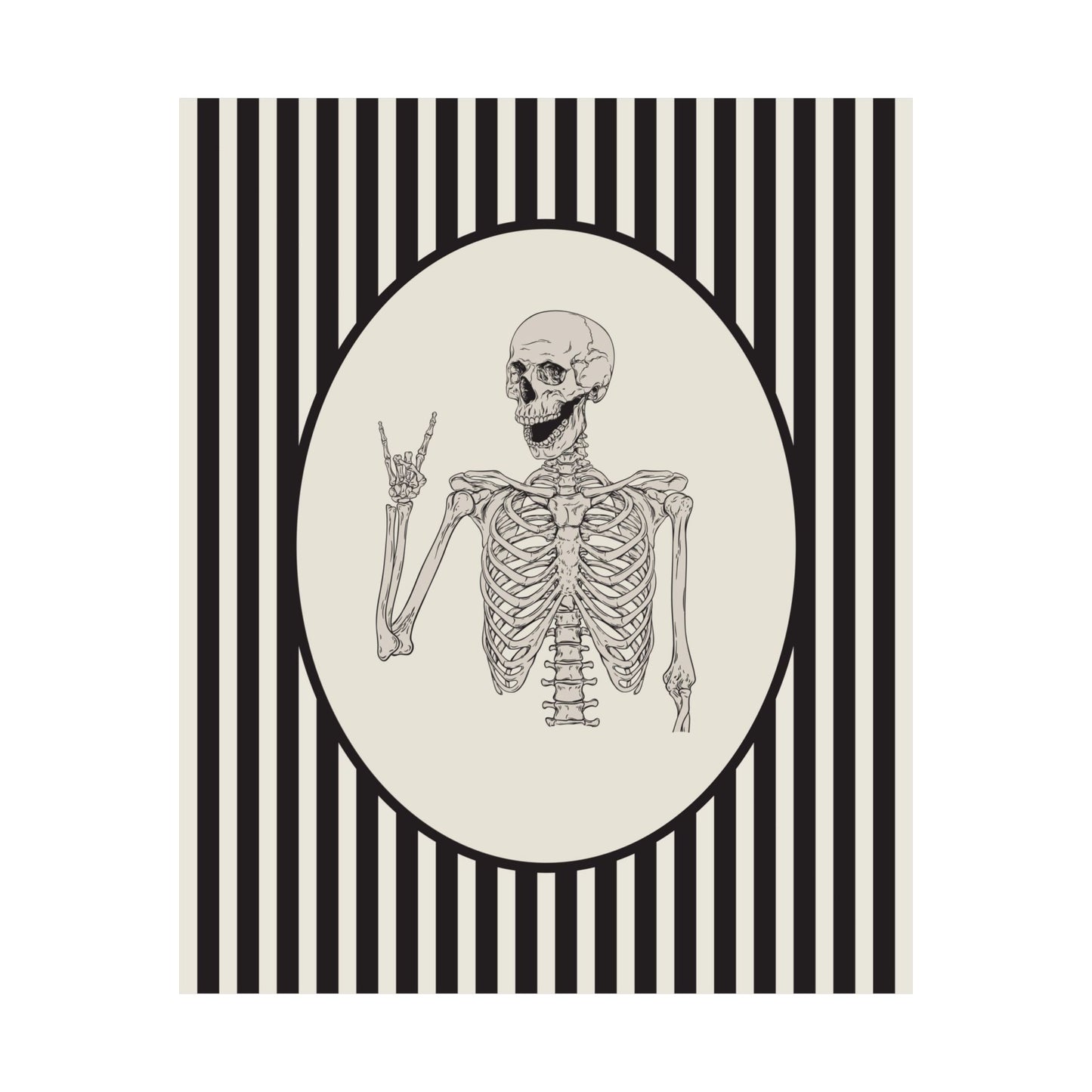 Vintage Skeleton Striped Poster