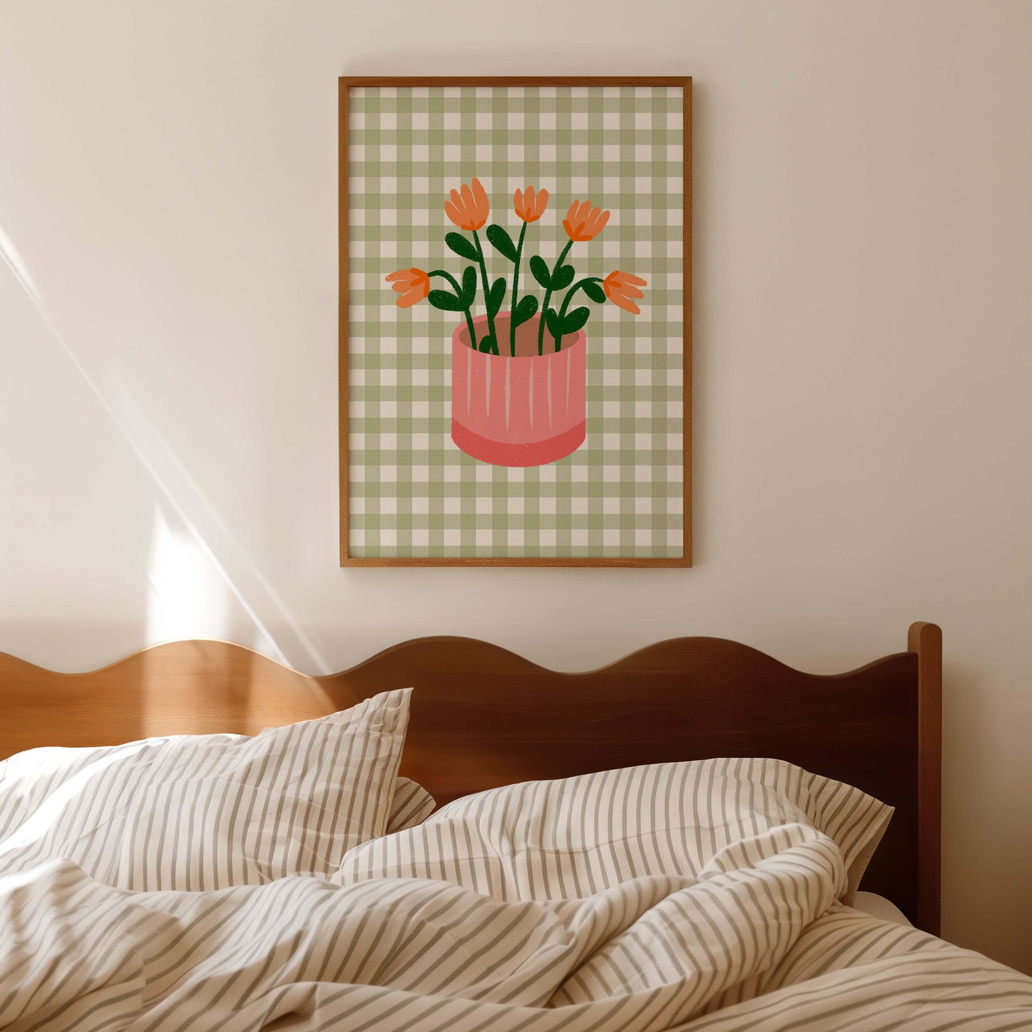 Gingham Flower Pot Poster