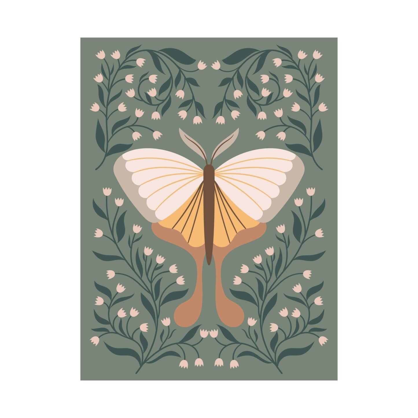 Moth and Flowers No. 1 Poster