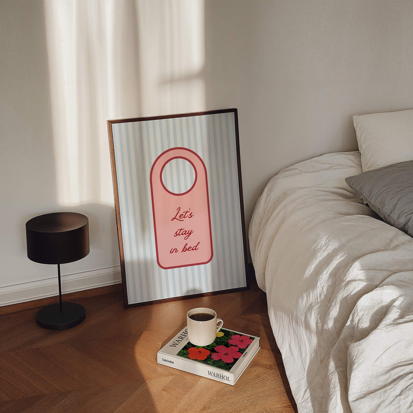 Let's Stay In Bed Door Sign Bedroom Poster