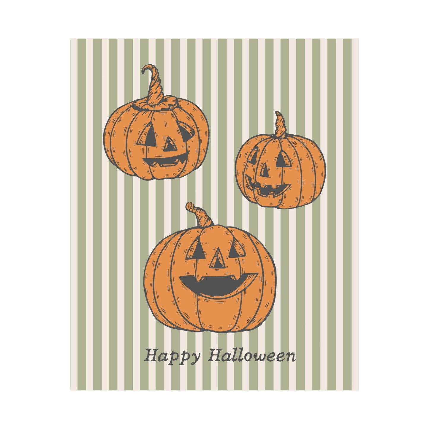 Happy Halloween Striped Pumpkin Poster