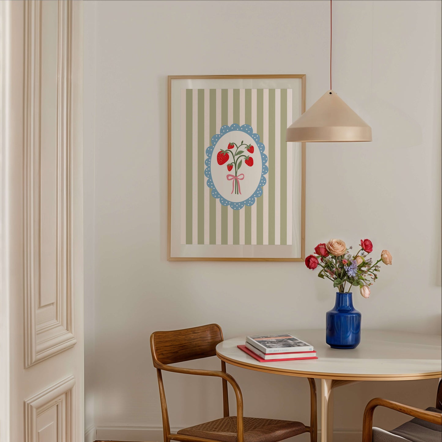 Strawberry Bouquet Striped Poster