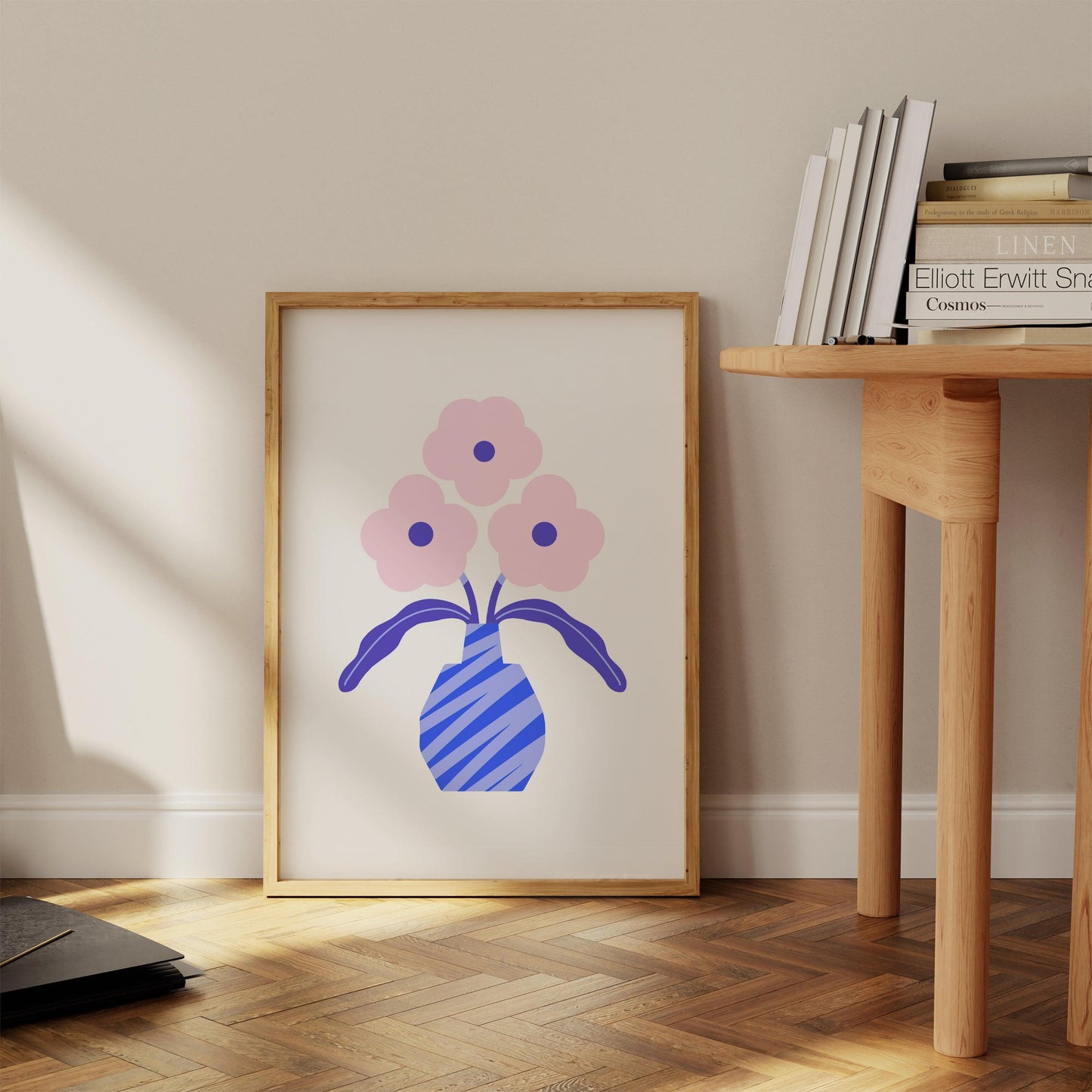 Pink & Blue Flowers Poster