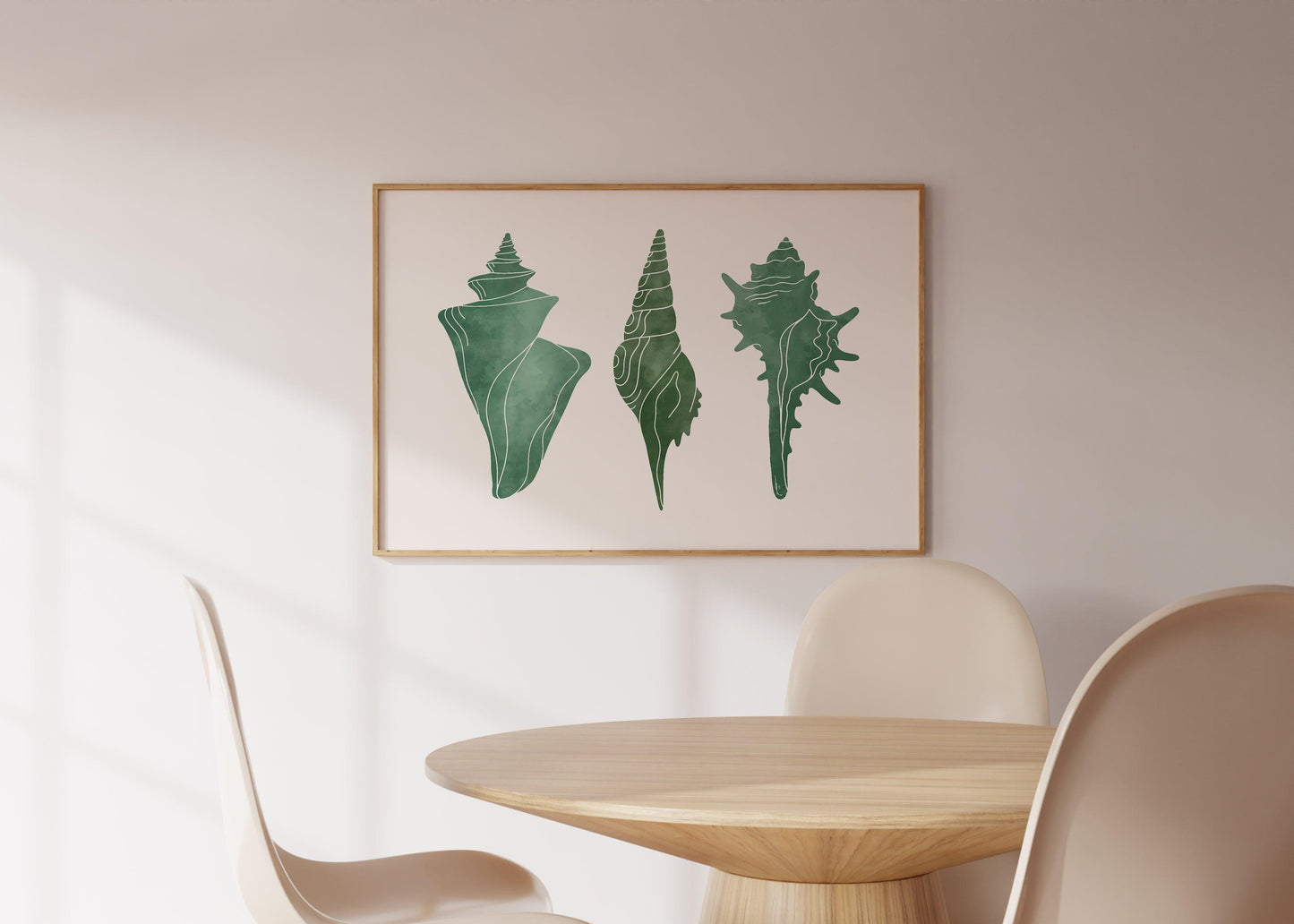 Green Seashells Poster