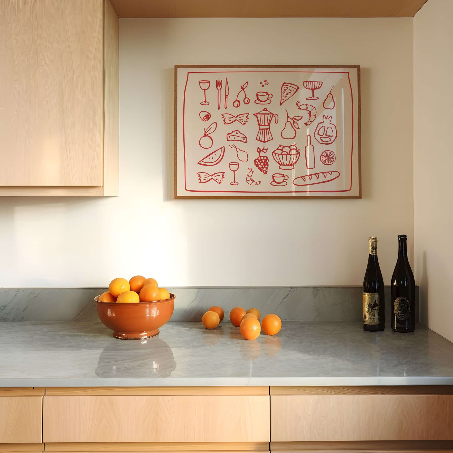 Kitchen Ingredients Red Poster