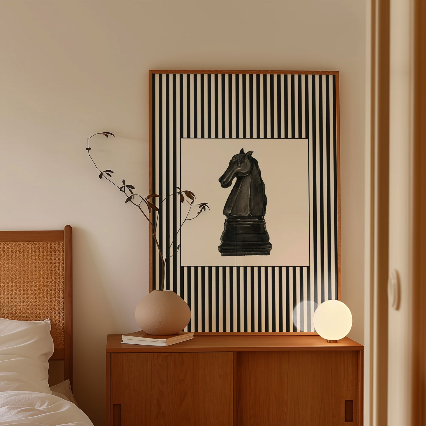 Chess Piece Watercolor Striped Poster