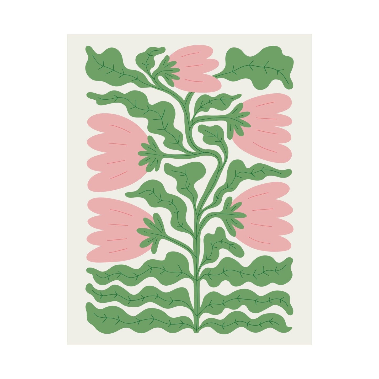 Wavy Pink and Green Flower Poster
