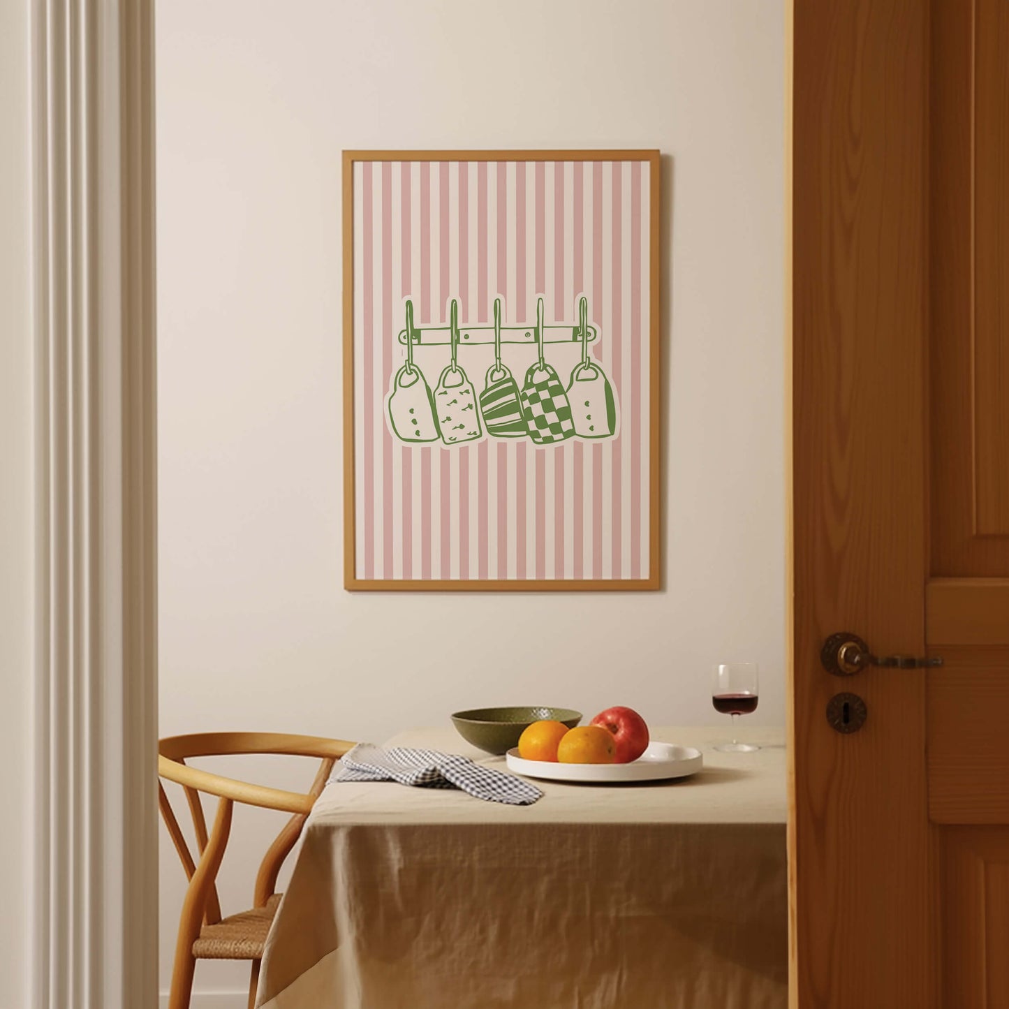Pink Mugs Hanging Illustration Poster