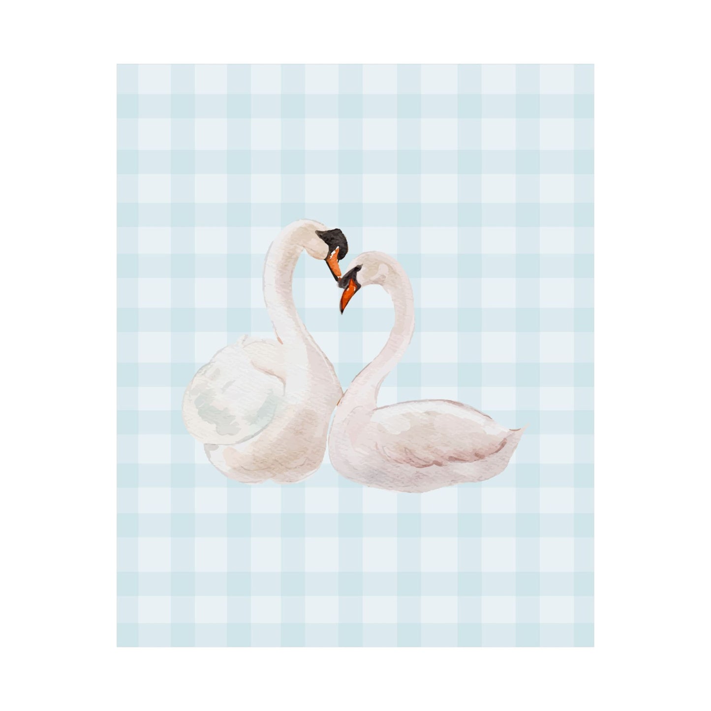 Gingham Swan Blue Poster