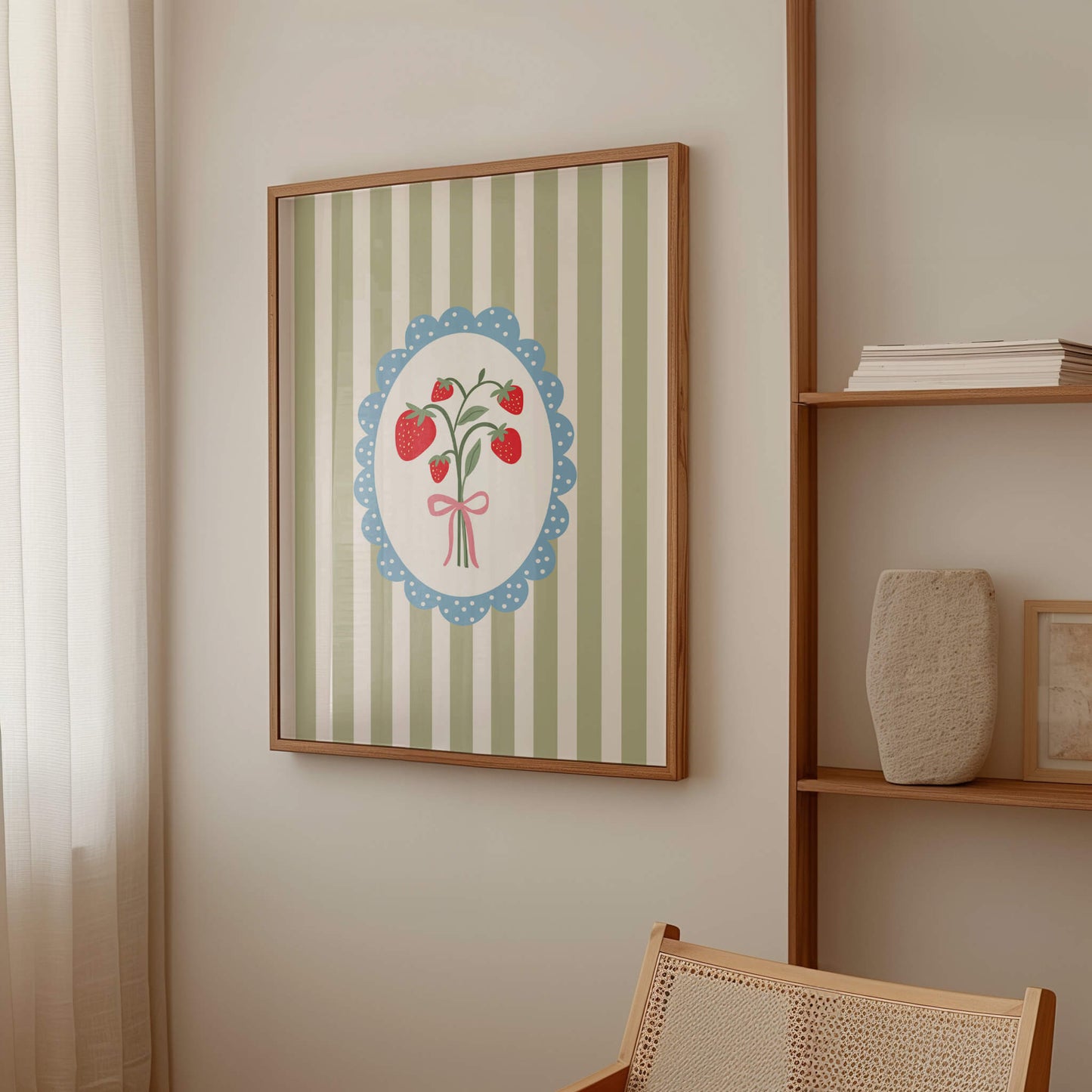 Strawberry Bouquet Striped Poster