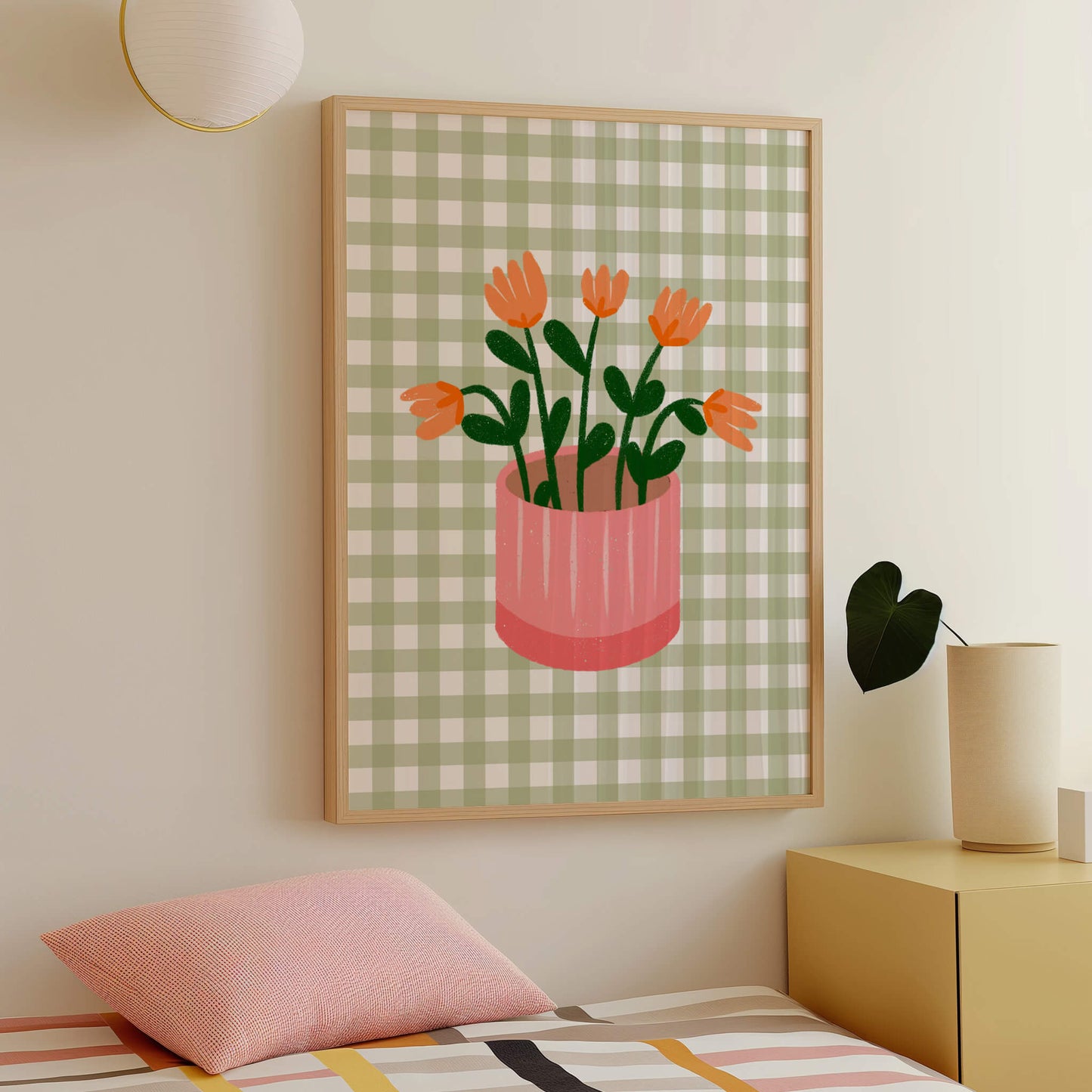 Gingham Flower Pot Poster