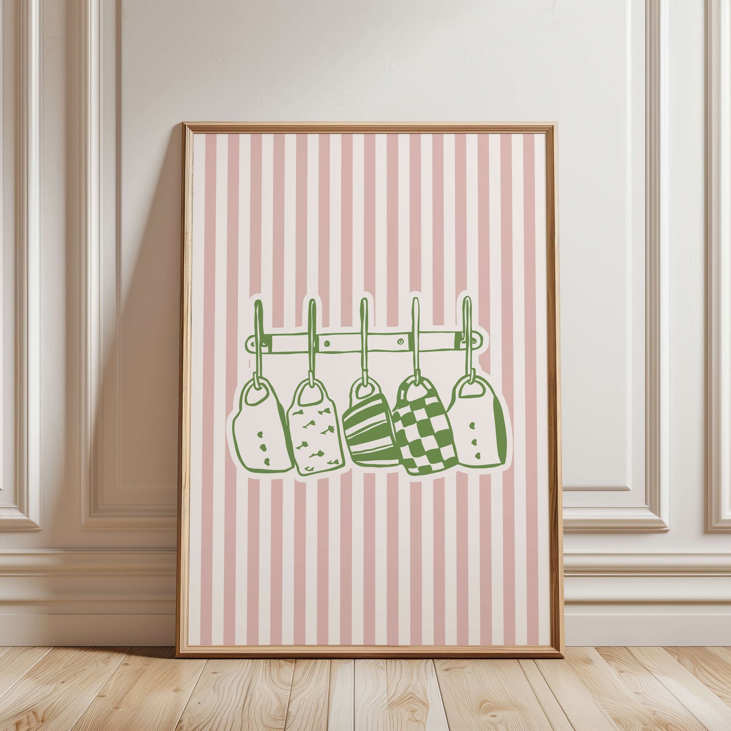Pink Mugs Hanging Illustration Poster