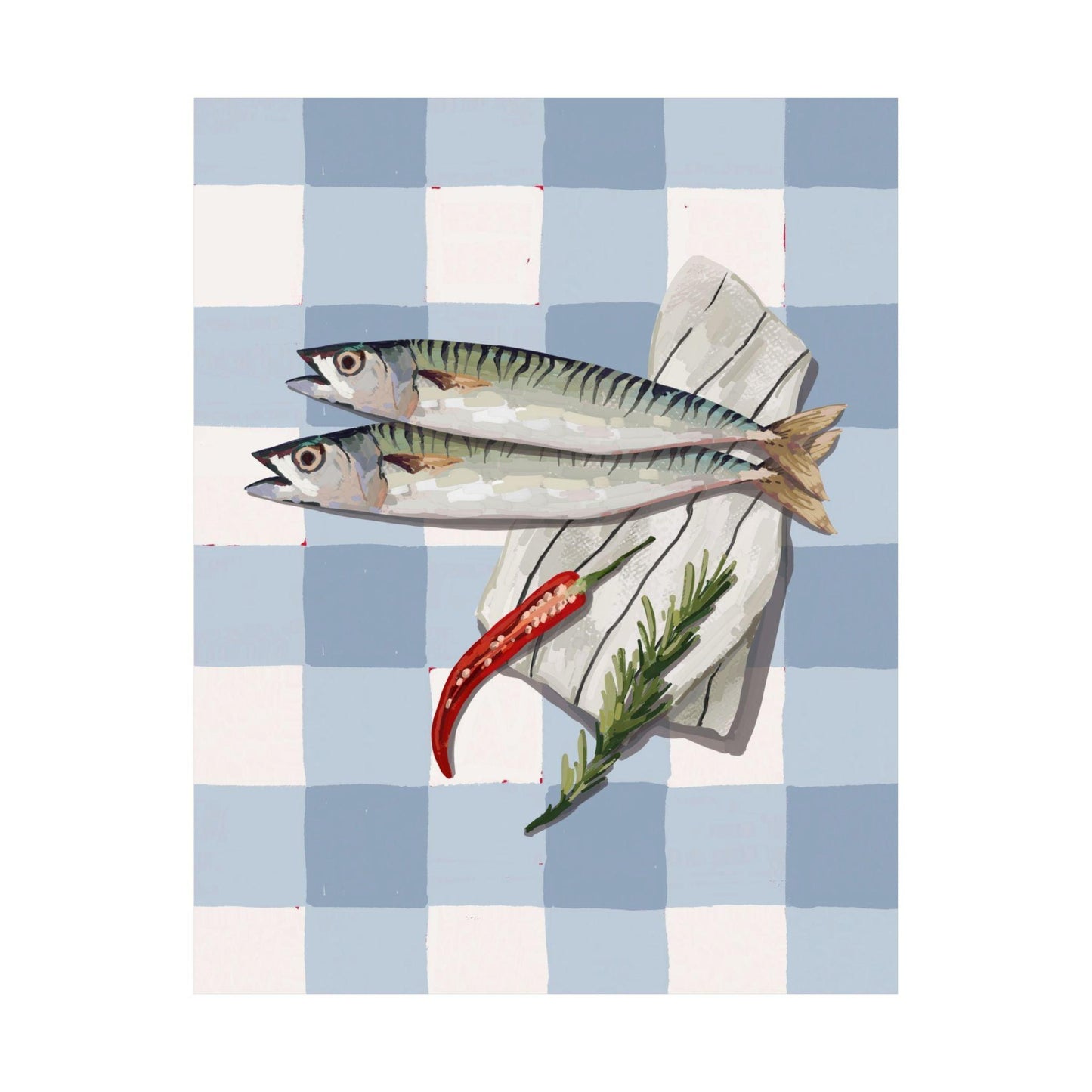 Checkered Sardines Kitchen Poster