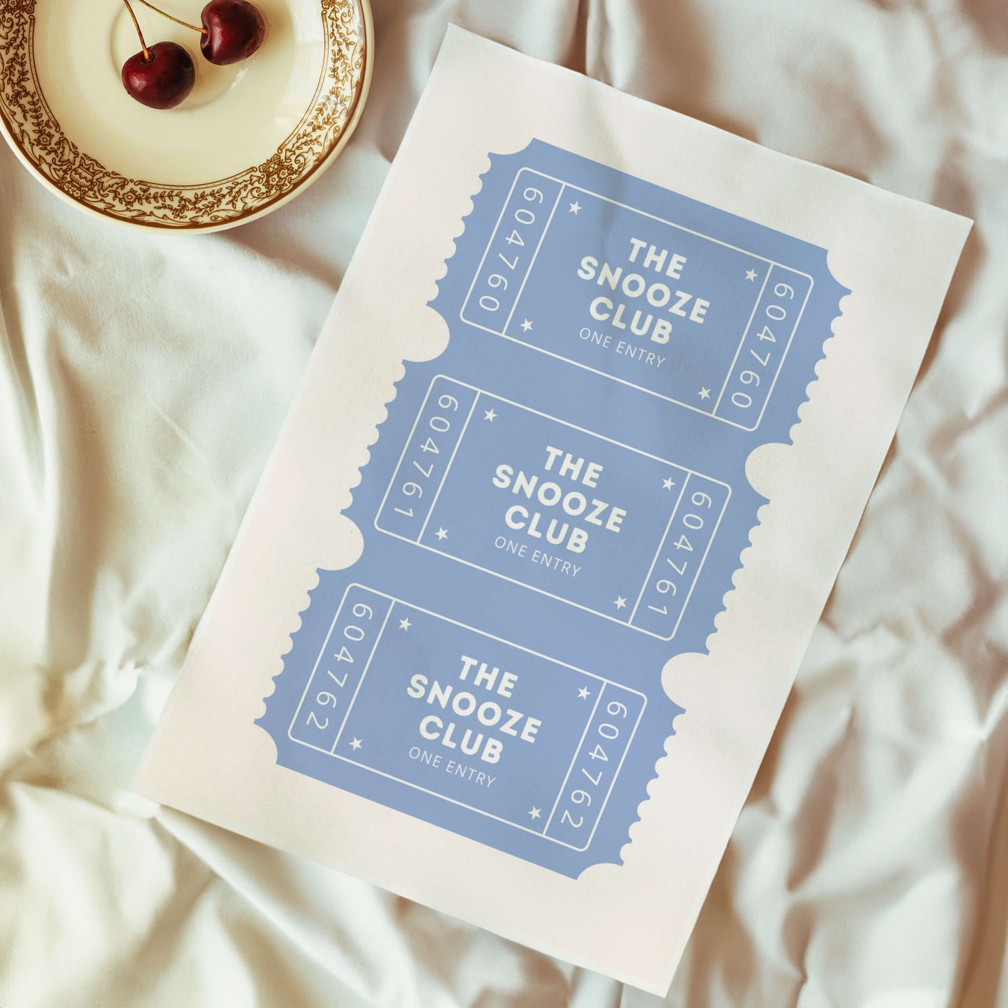 The Snooze Club Ticket Blue Poster