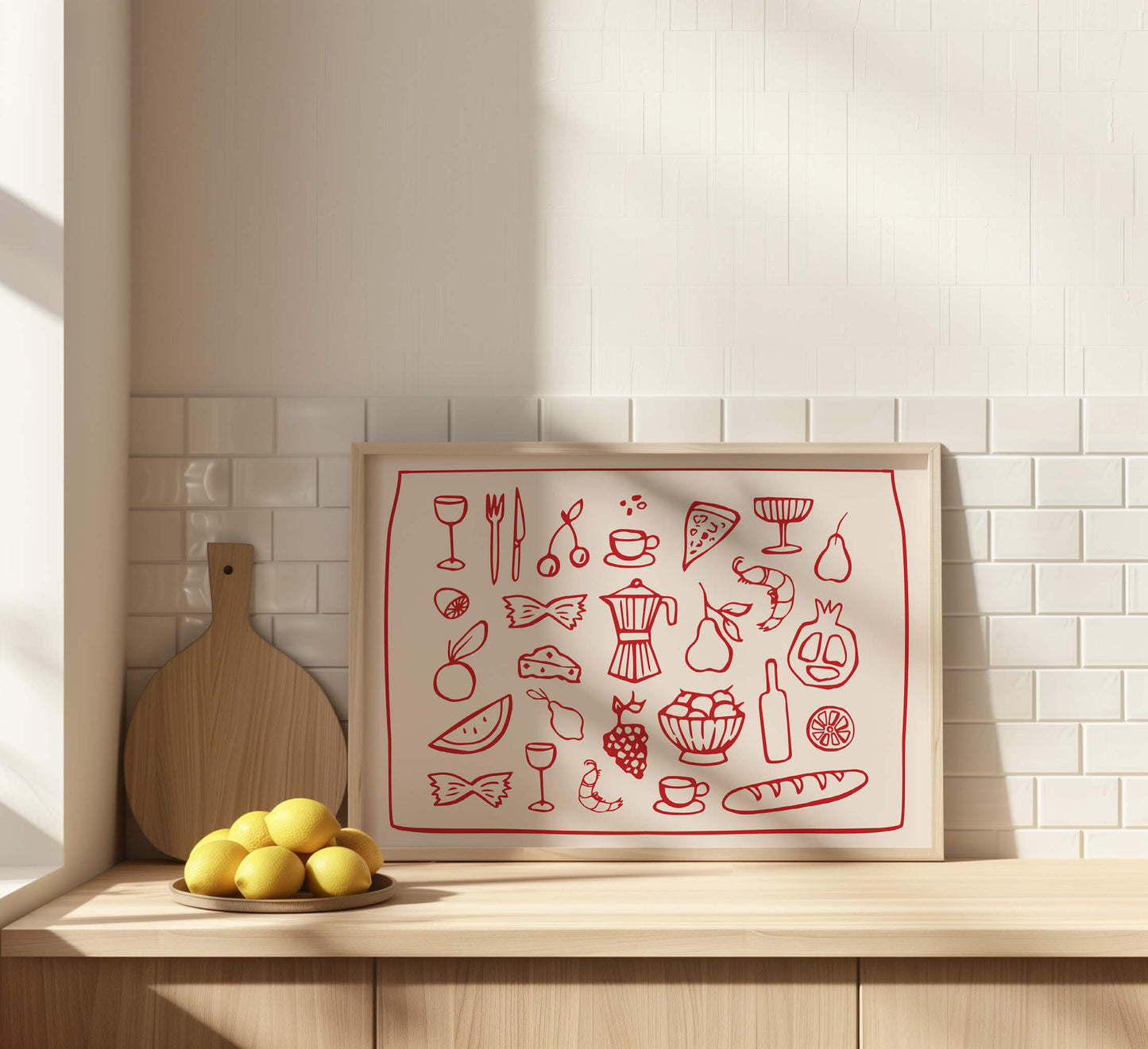 Kitchen Ingredients Red Poster