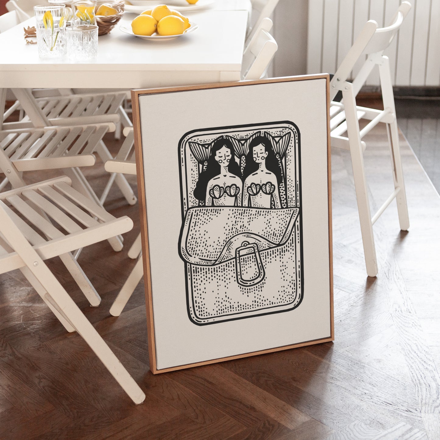 Mermaid Sardines Black Poster