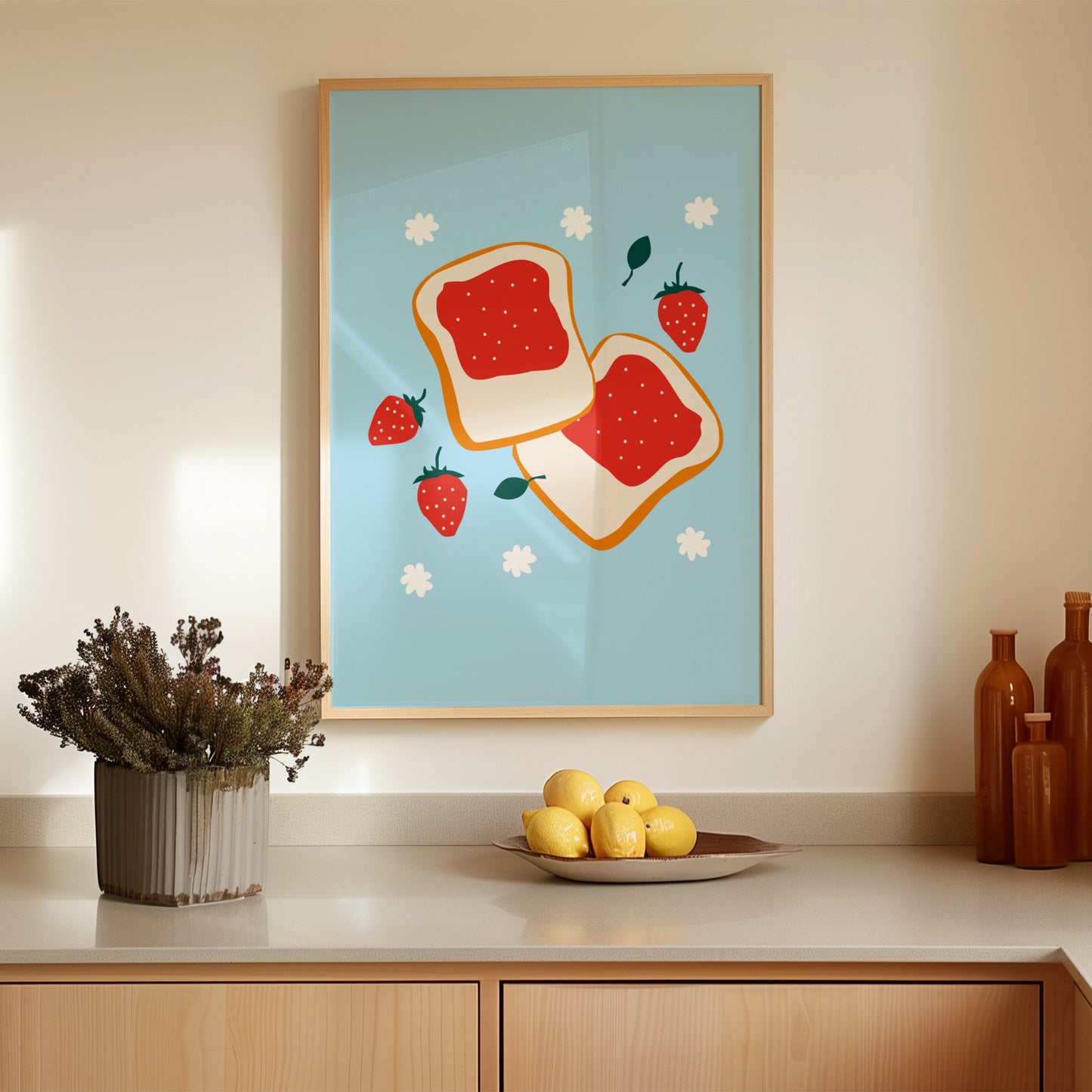 Strawberry Toast Kitchen Poster