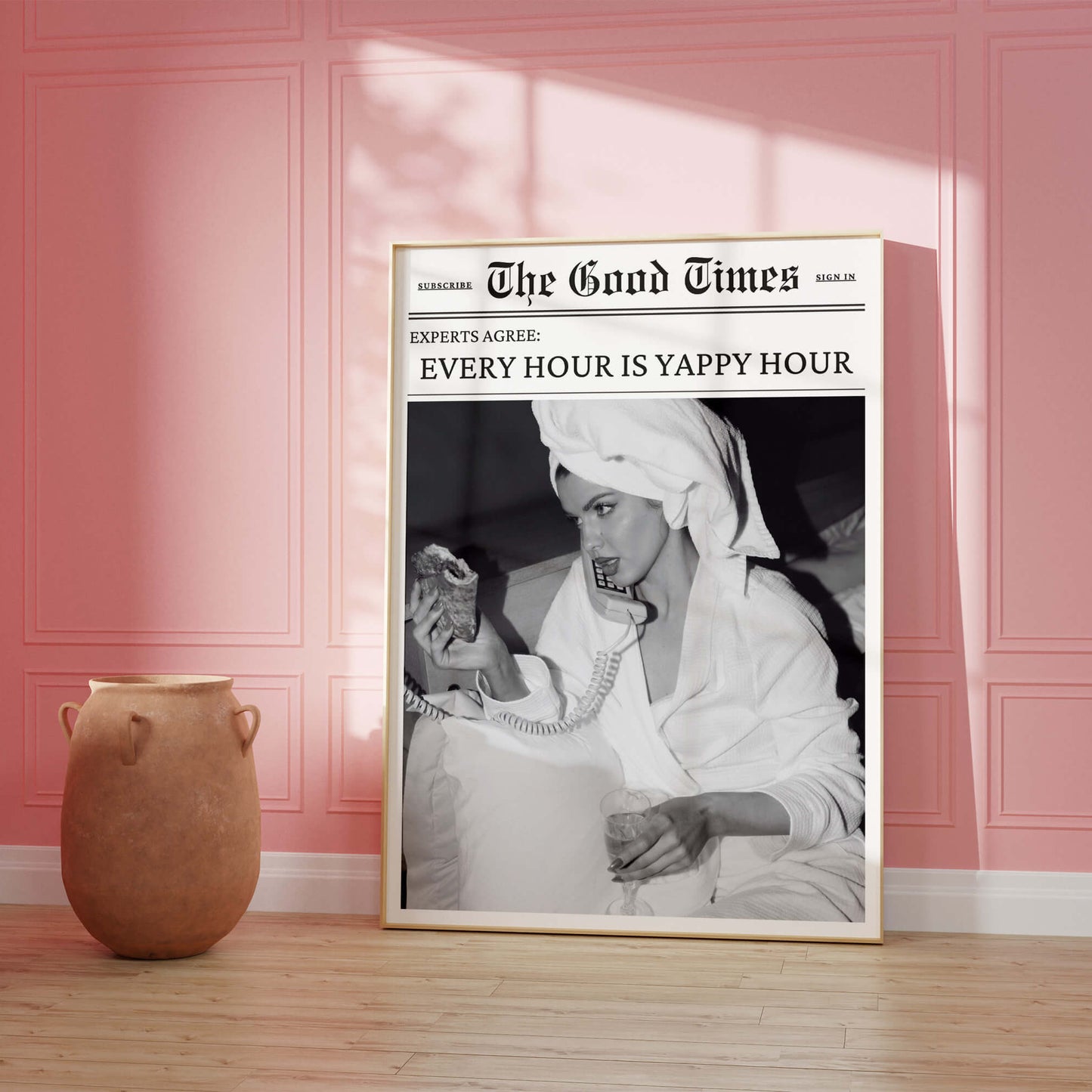 Every Hour is Yappy Hour Newspaper Poster