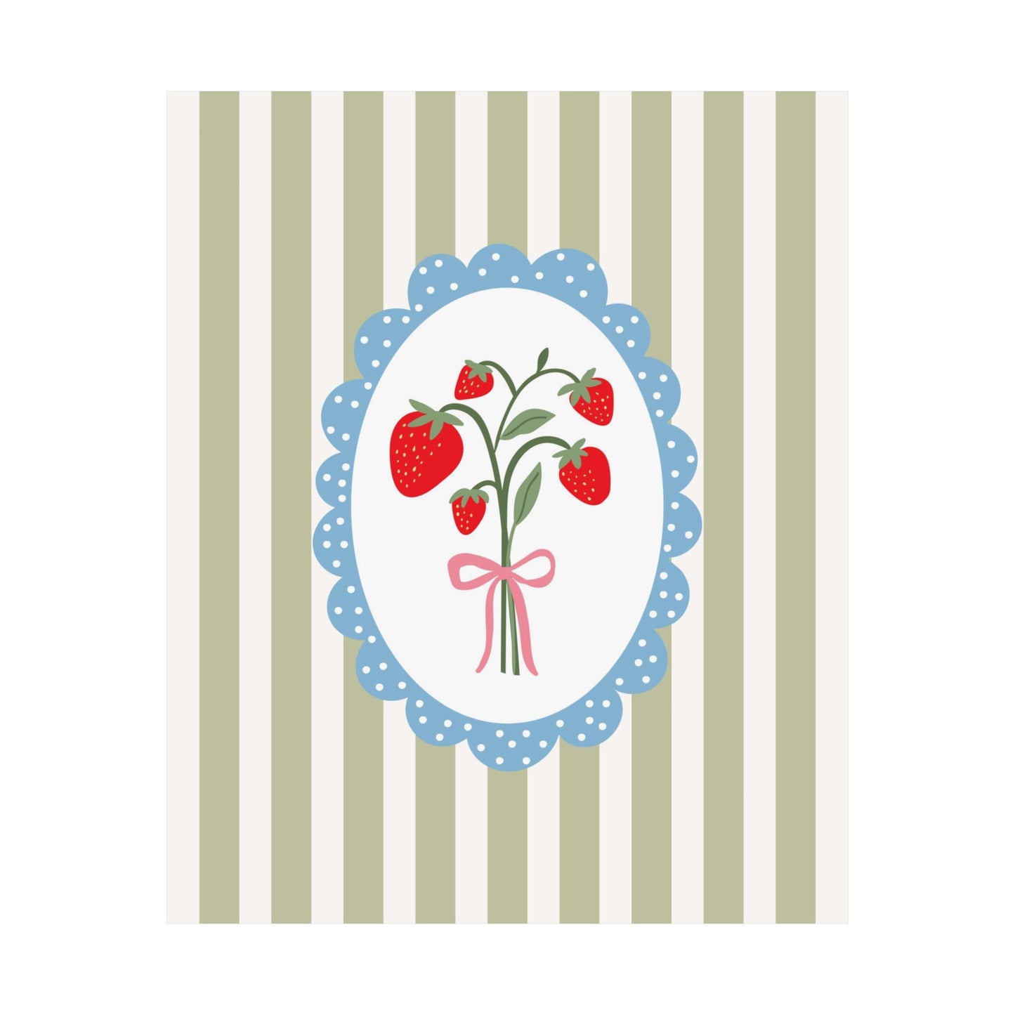 Strawberry Bouquet Striped Poster