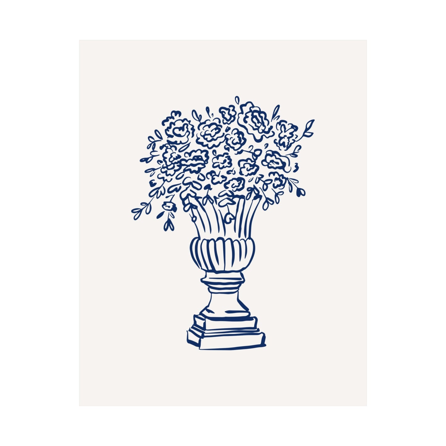 Blue Fine Line Flower Vase Poster
