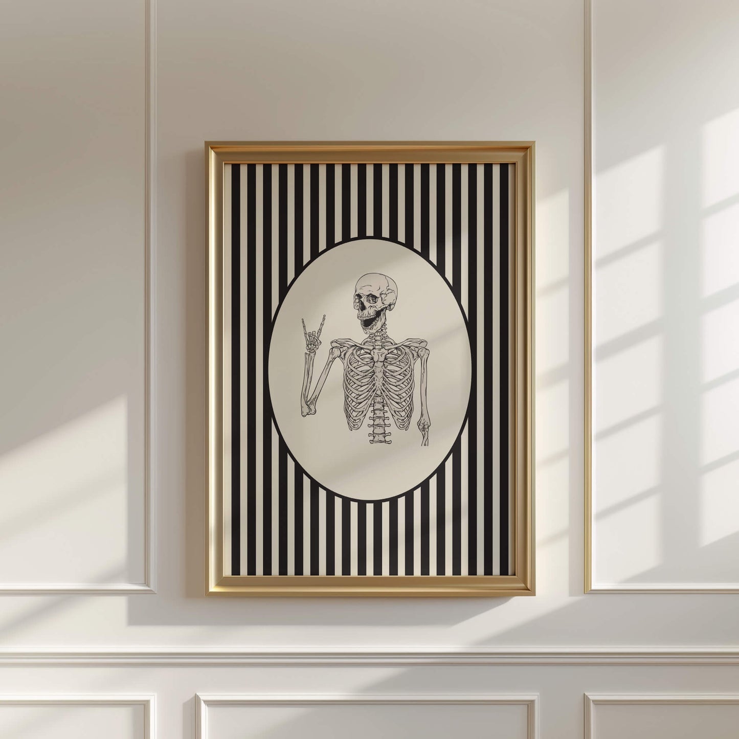 Vintage Skeleton Striped Poster