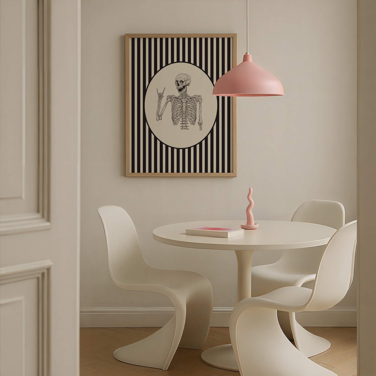 Vintage Skeleton Striped Poster