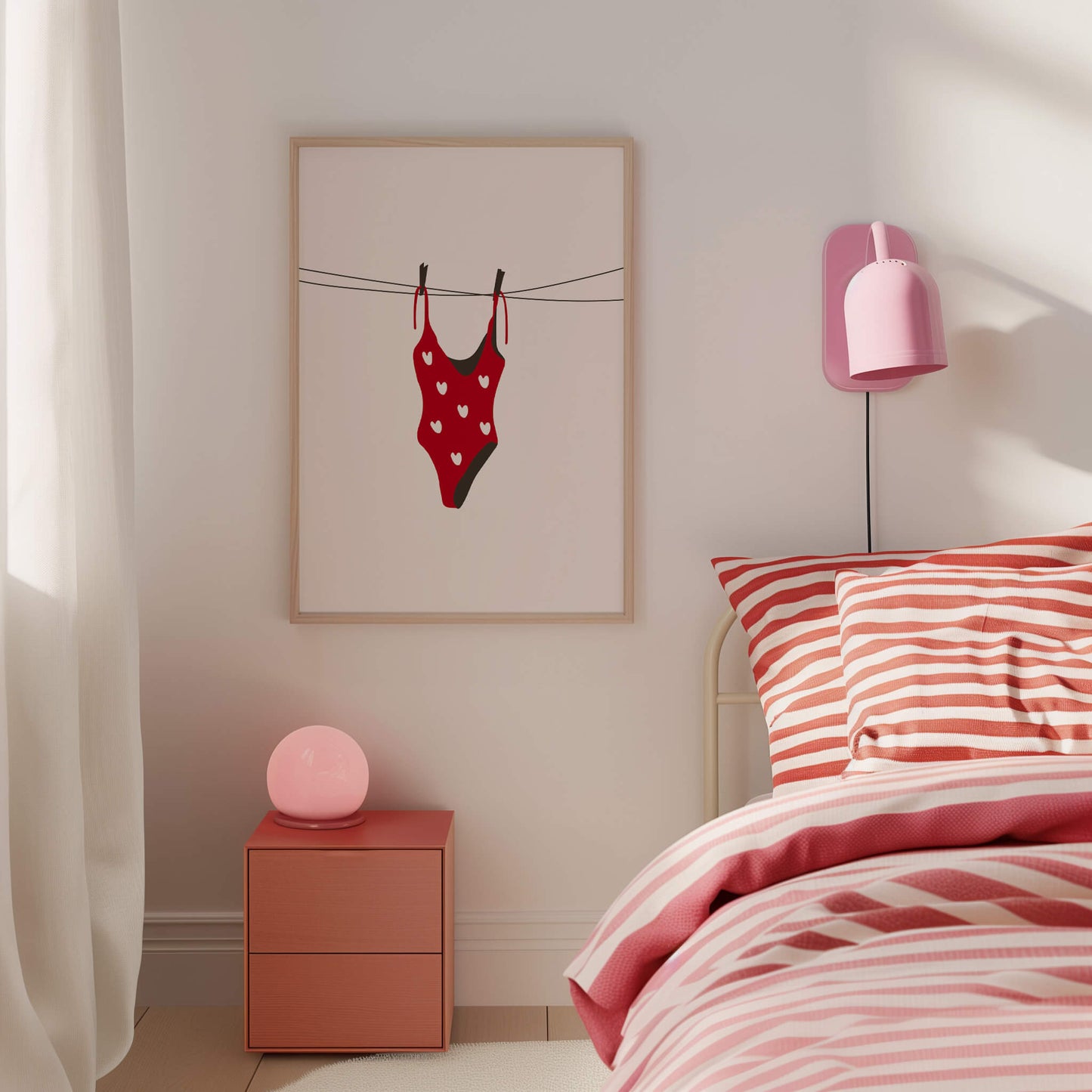 Red Heart Swimsuit Laundry Line Poster