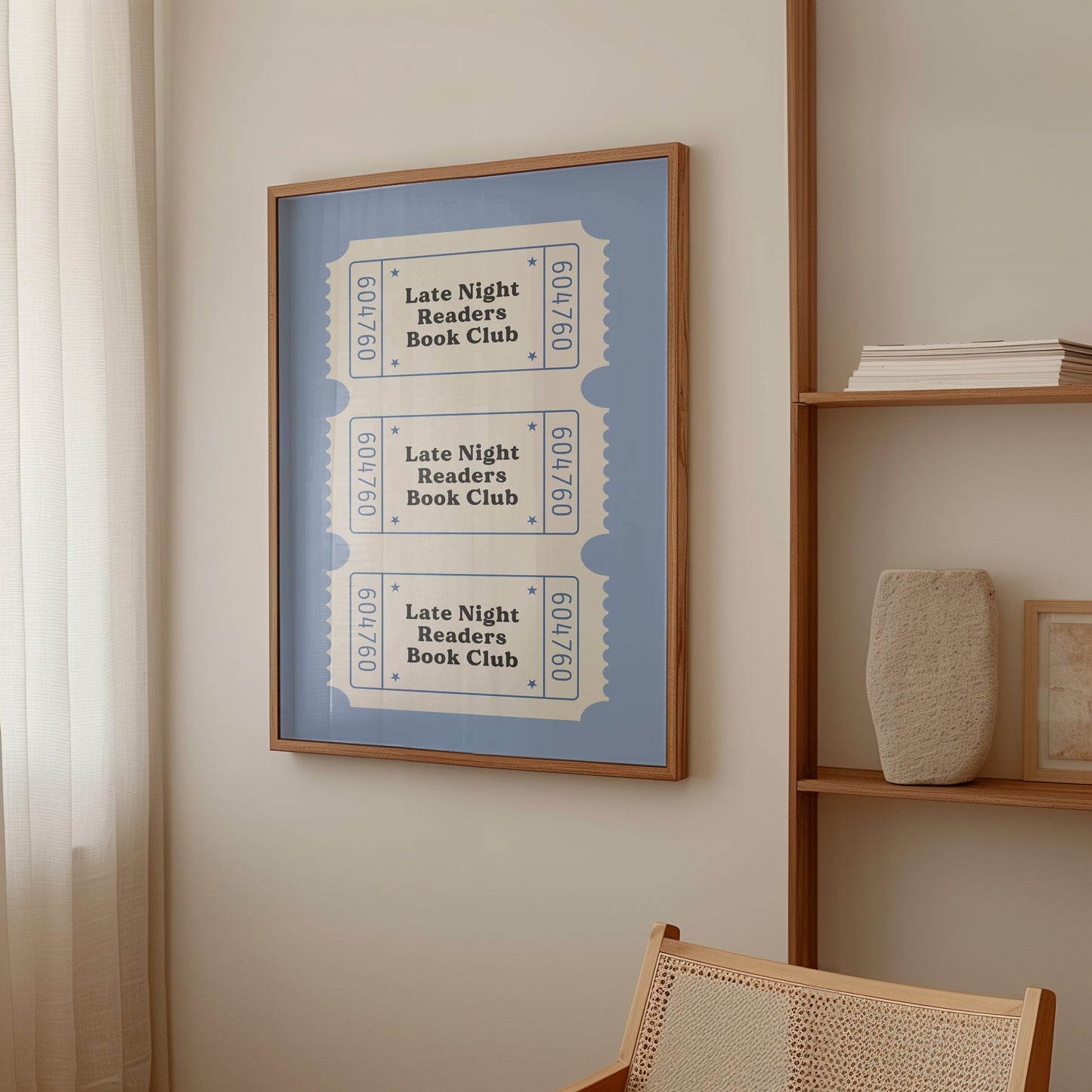 Late Night Reader Bookish Blue Poster