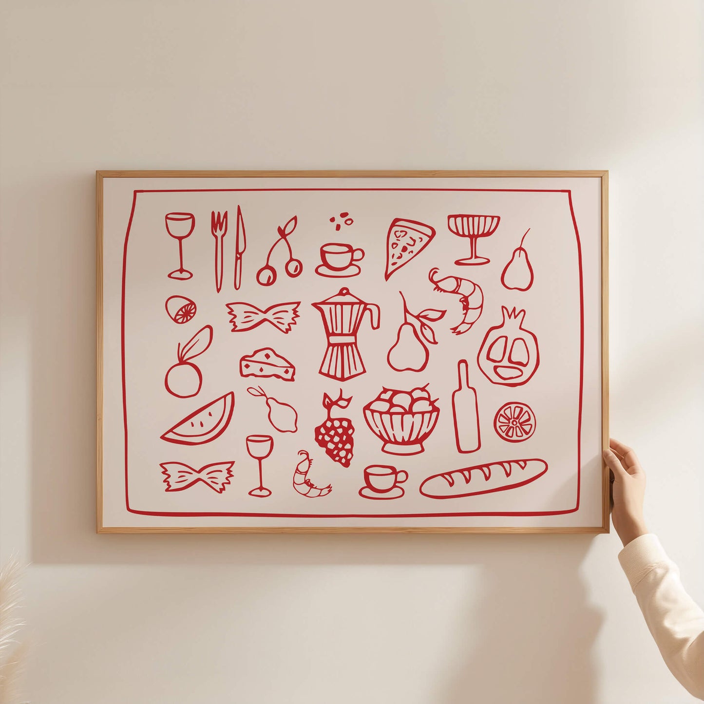 Kitchen Ingredients Red Poster