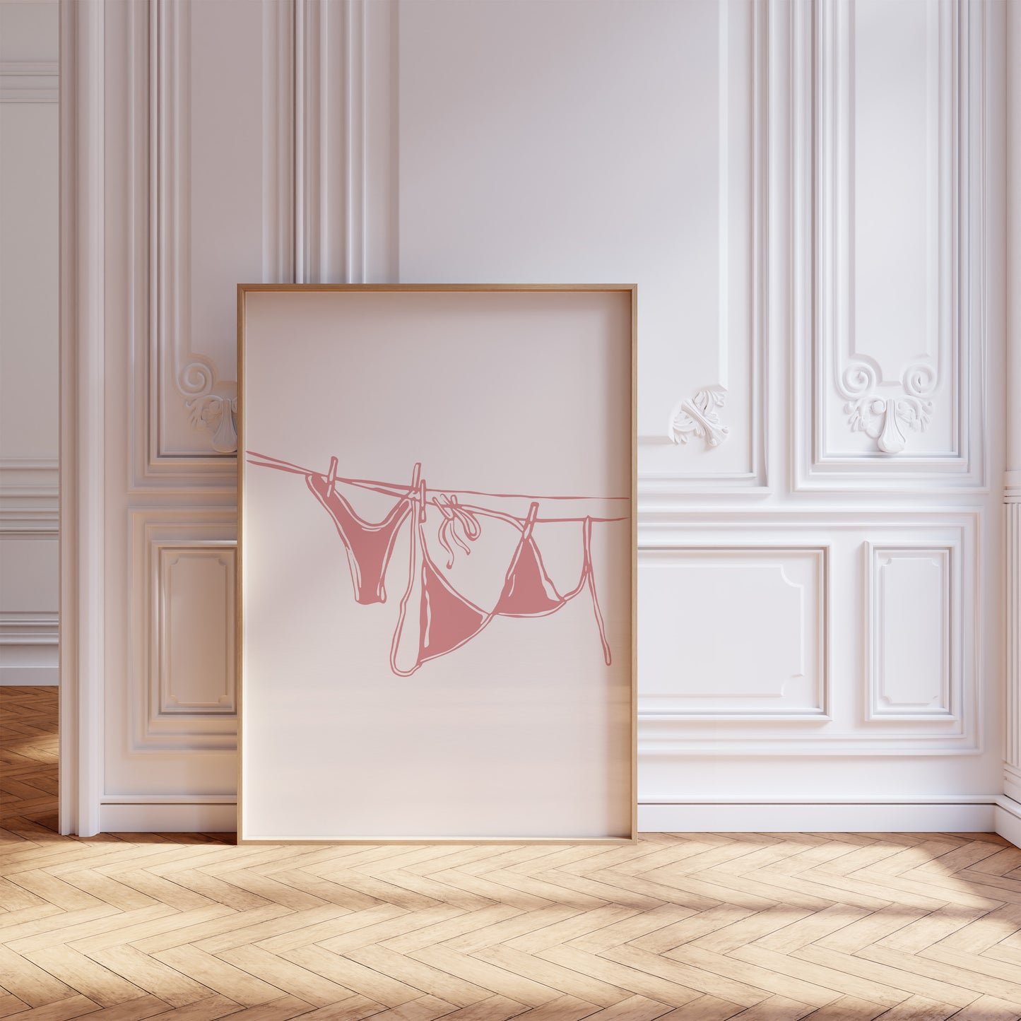 Pink Bikini On Clothesline Poster