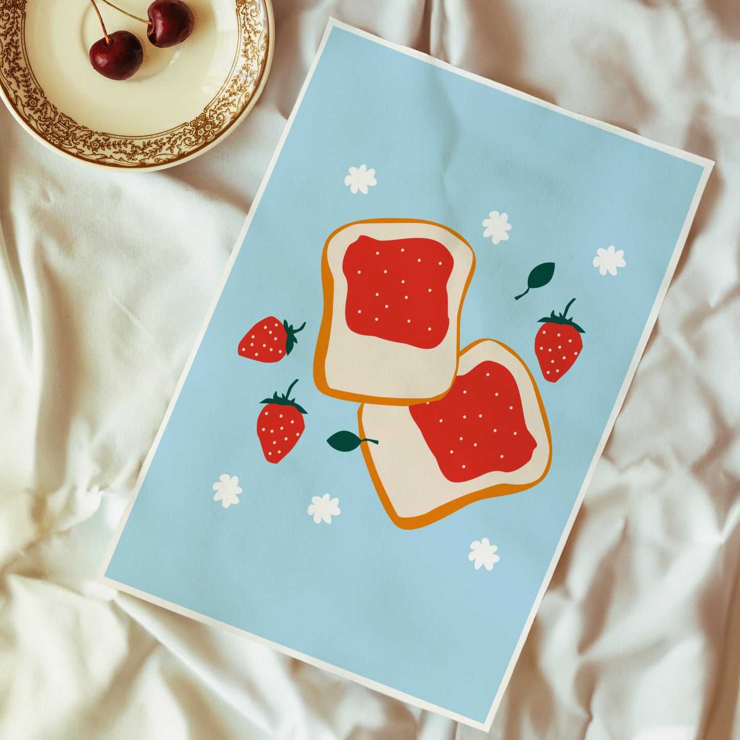 Strawberry Toast Kitchen Poster