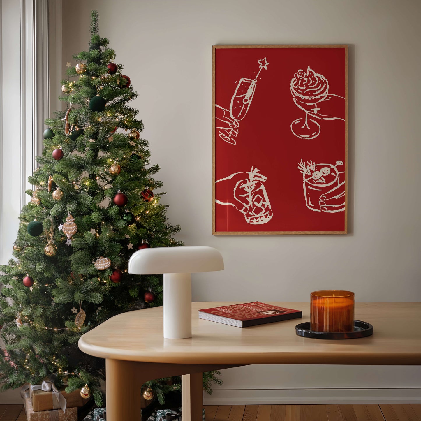 Red Christmas Cocktails Poster