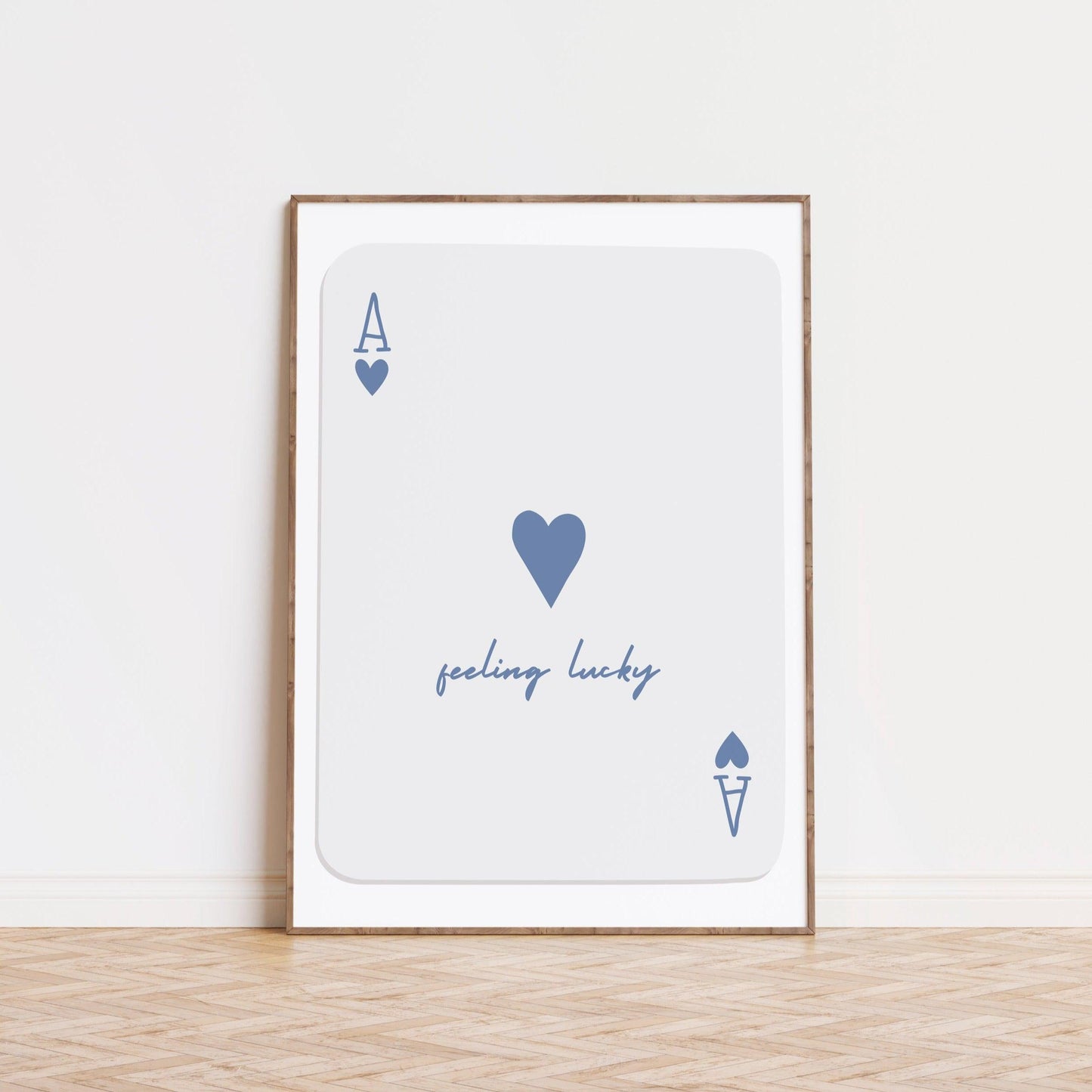 Feeling Lucky Playing Cards Blue Poster