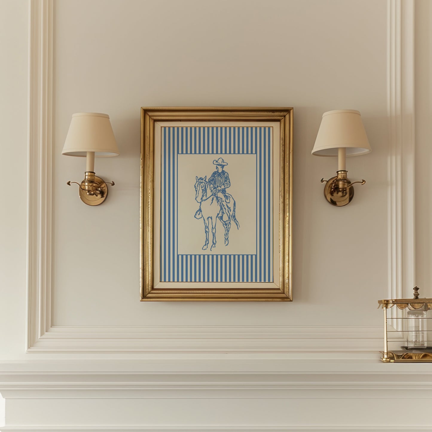 Cowboy Sketch Striped Poster