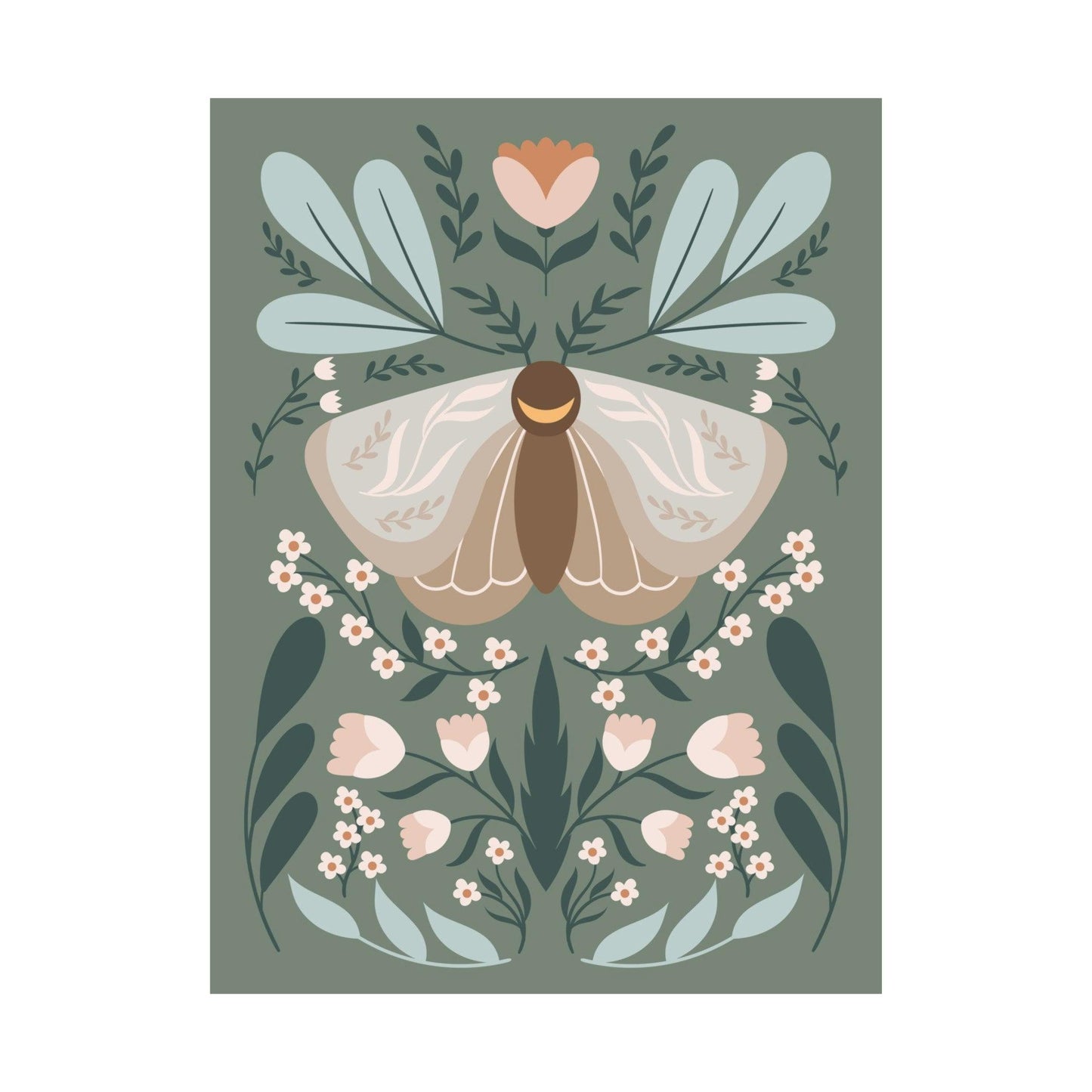 Moonlight Moth & Wildflowers Poster