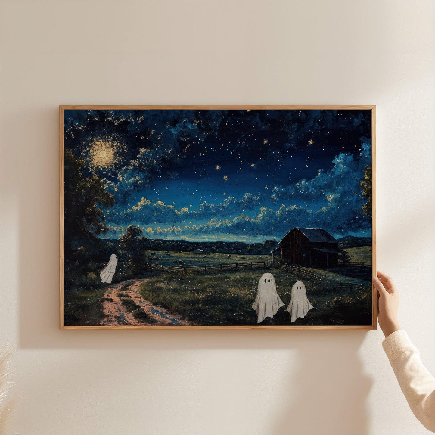 Ghost in Night Painting Landscape Poster