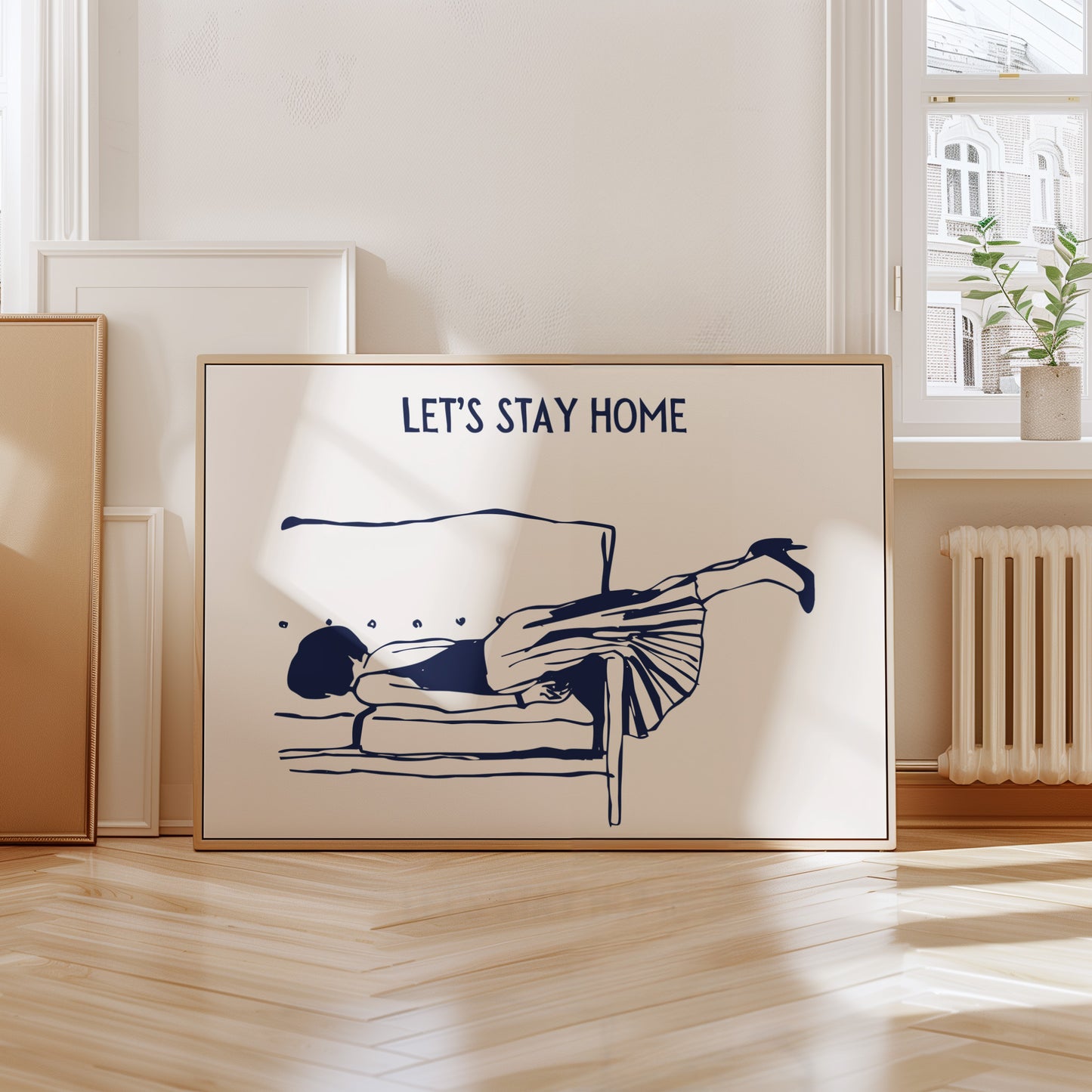 Let's Stay Home Blue Poster